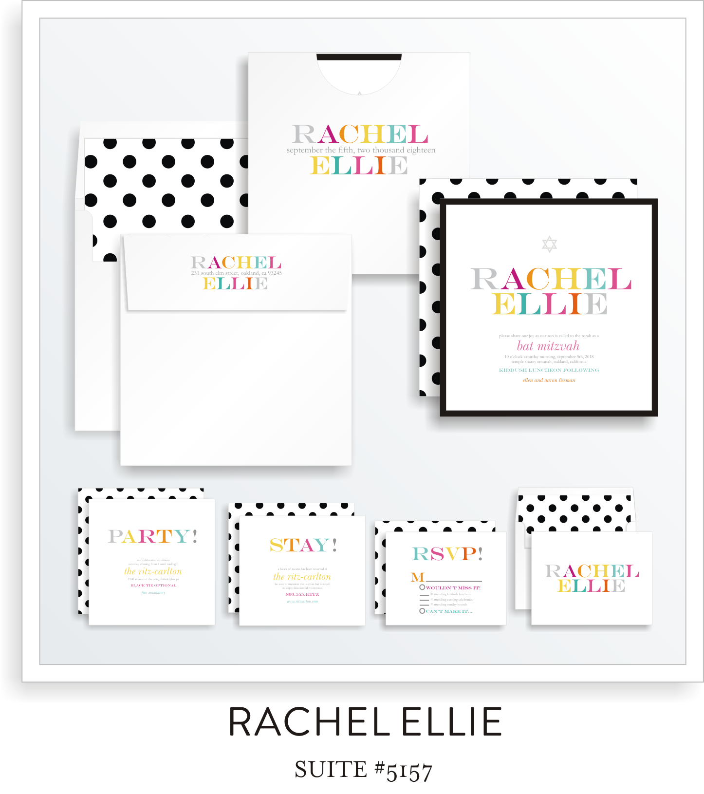 Copy of Copy of Bat Mitzvah Invitation Suite 5157 - Rachel Ellie