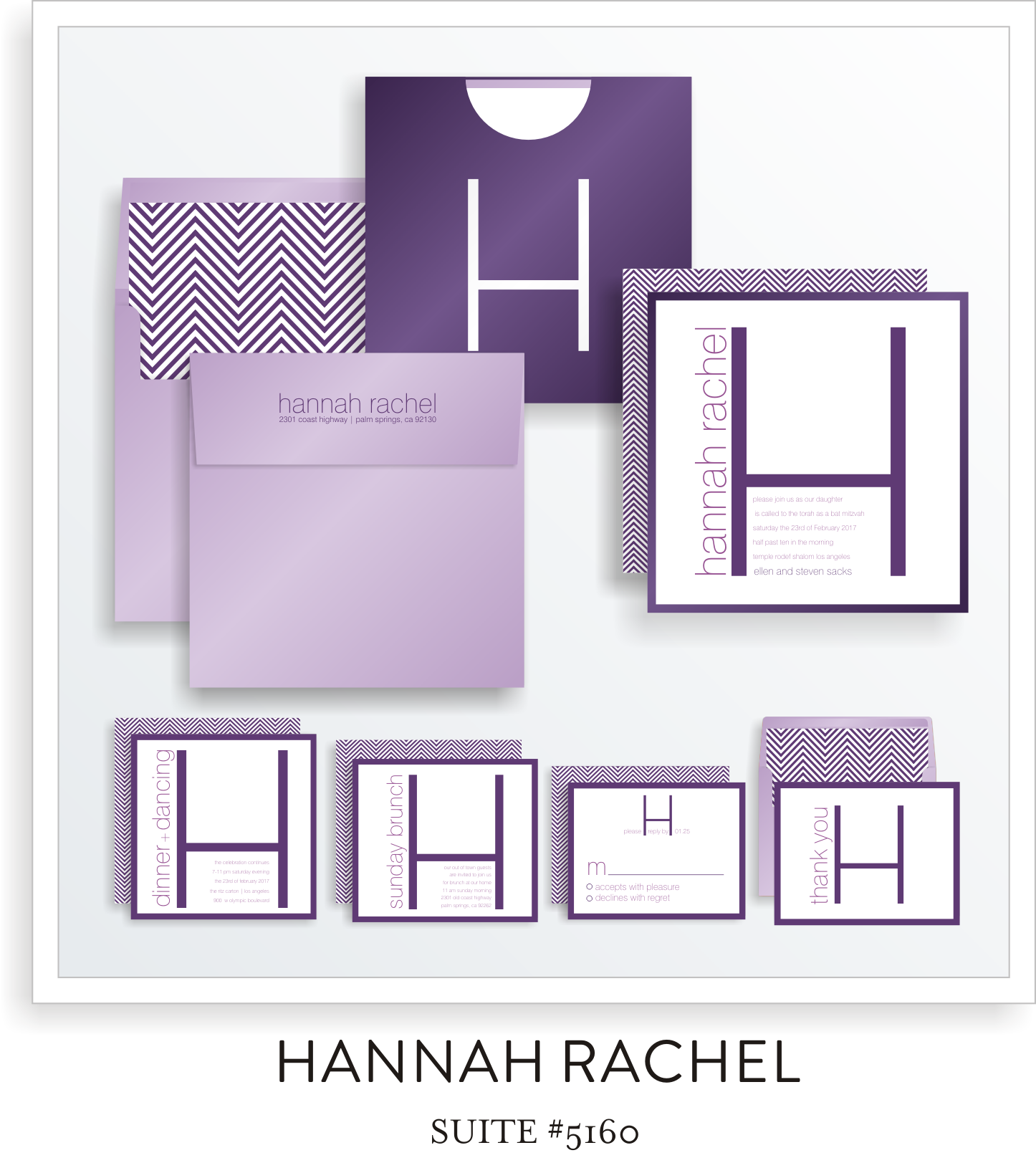 Bat Mitzvah Invitation Suite 5160 - Hannah Rachel