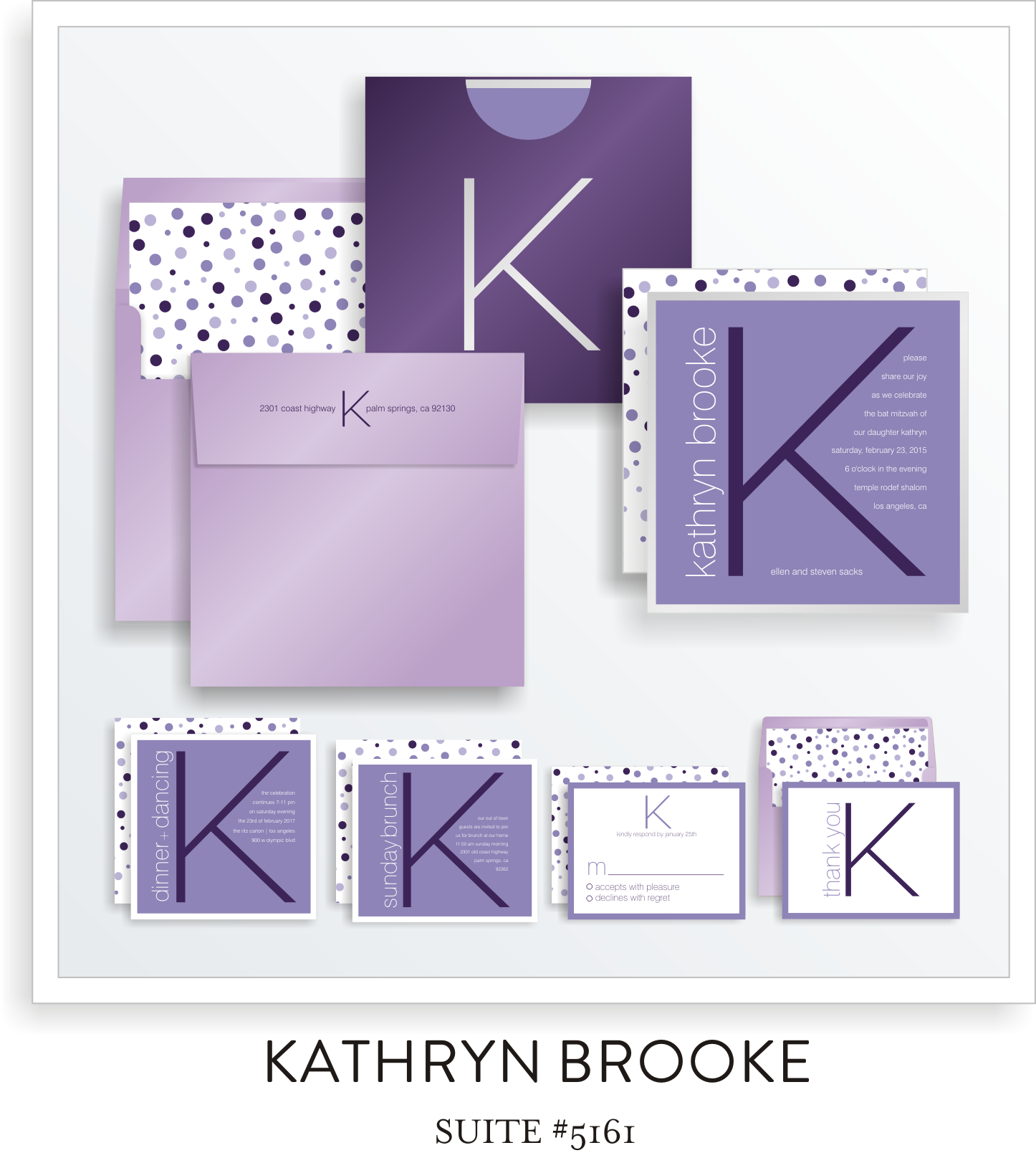 Bat Mitzvah Invitation Suite 5161 - Kathryn Brooke