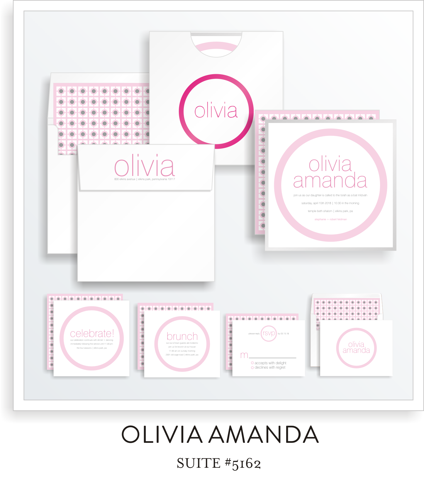 Bat Mitzvah Invitation Suite 5162 - Olivia Amanda