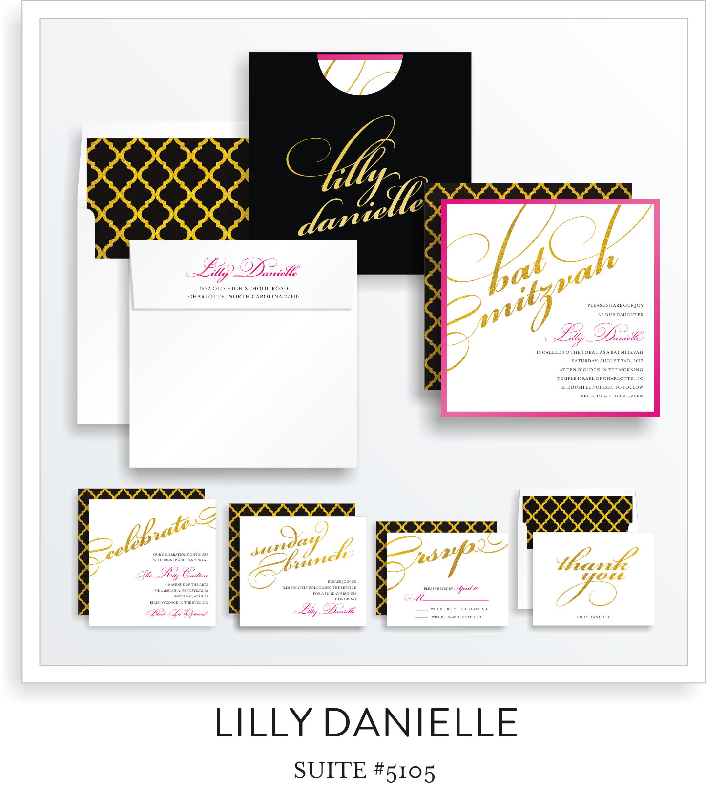 Copy of Copy of Bat Mitzvah Invitation Suite 5105 - Lilly Danielle