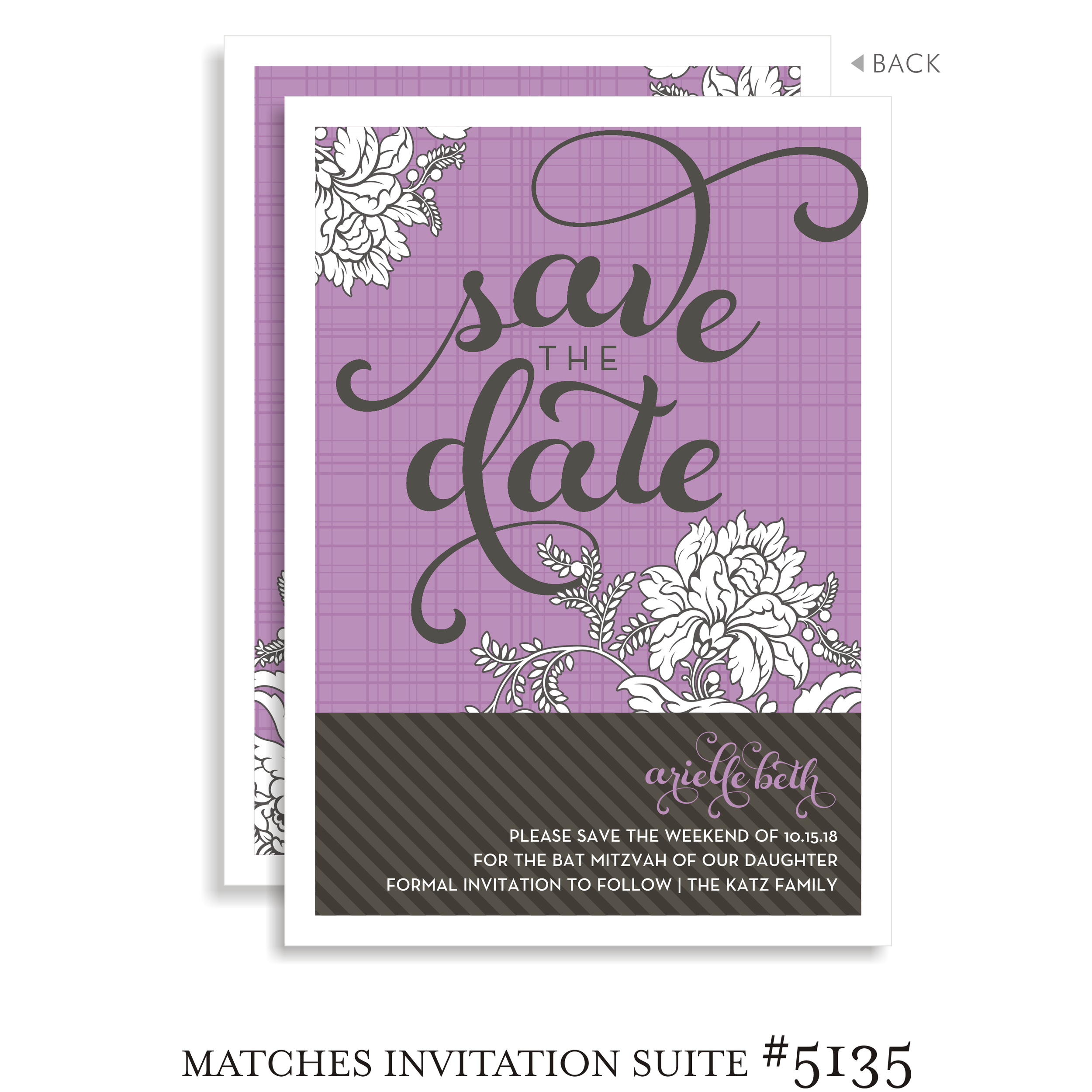 Save the Date Bat Mitzvah Suite 5135 - Arielle in Flowers