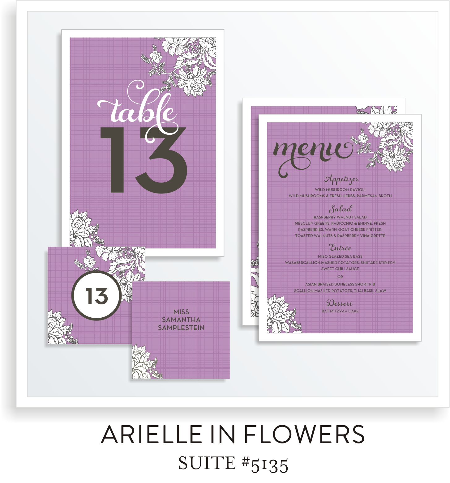 Table Top Decor Bat Mitzvah Suite 5135 - Arielle in Flowers
