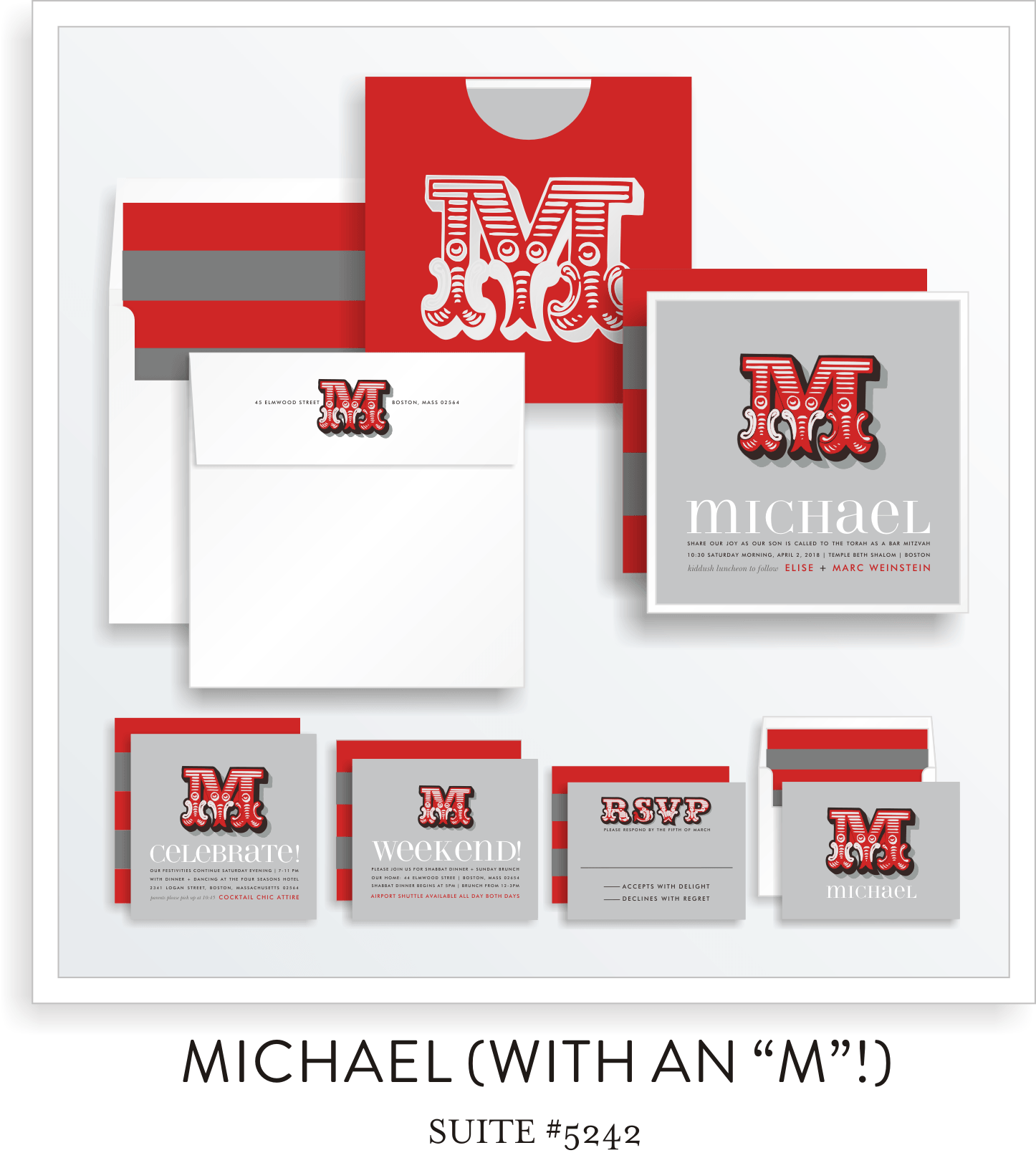 Copy of Bar Mitzvah Invitation Suite 5242 - Michael with an "M"