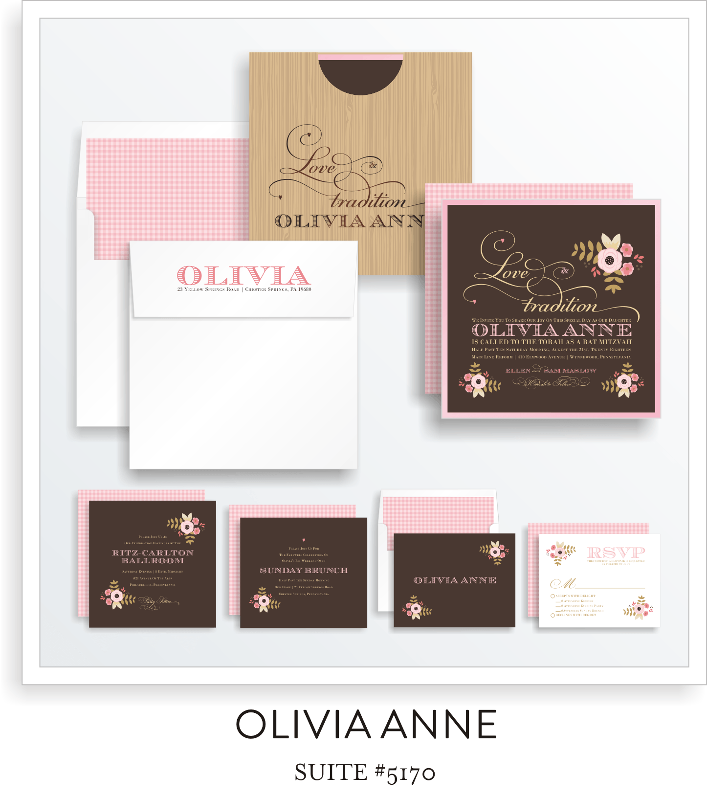 Copy of Copy of Copy of Bat Mitzvah Invitation Suite 5170 - Olivia Anne