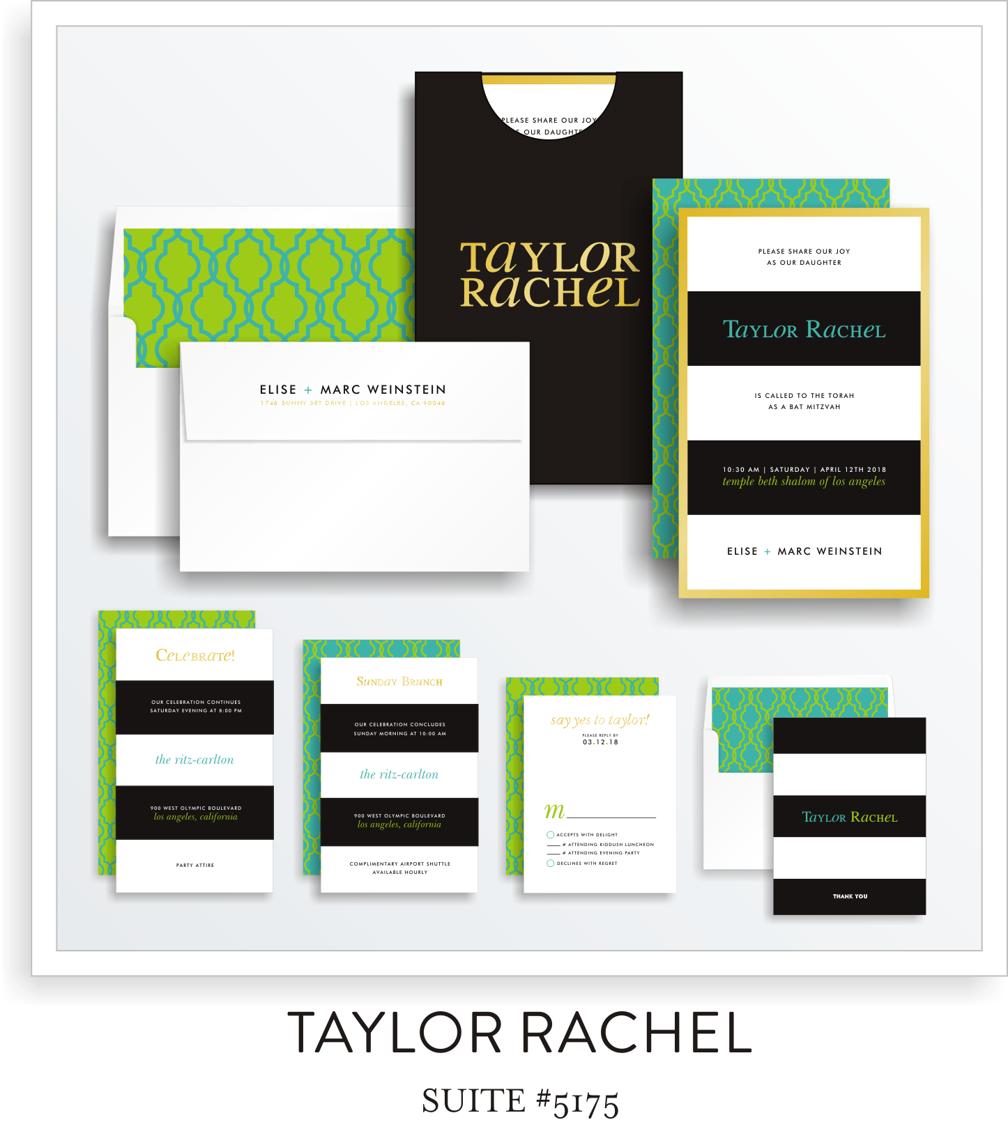 Copy of Copy of Bat Mitzvah Invitation Suite 5175 - Taylor Rachel