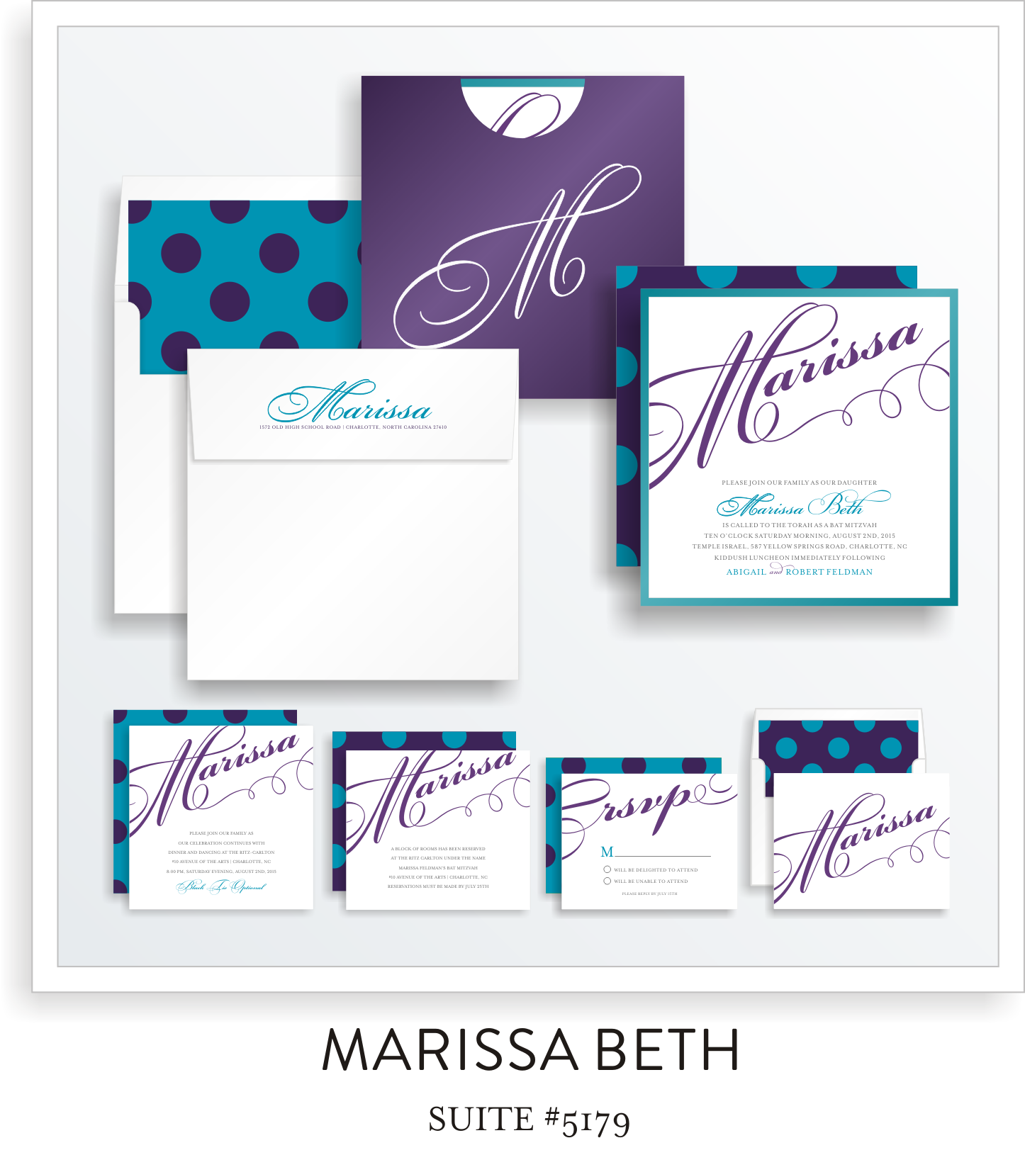 Bat Mitzvah Invitation Suite 5179 - Marissa Beth