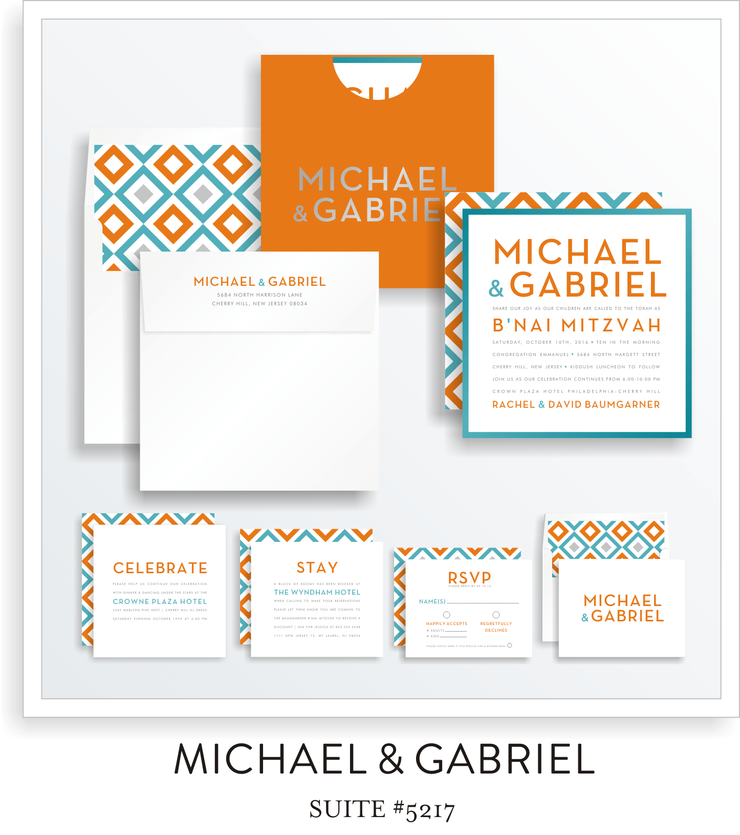 Copy of Bar Mitzvah Invitation Suite 5217 - Michael & Gabriel