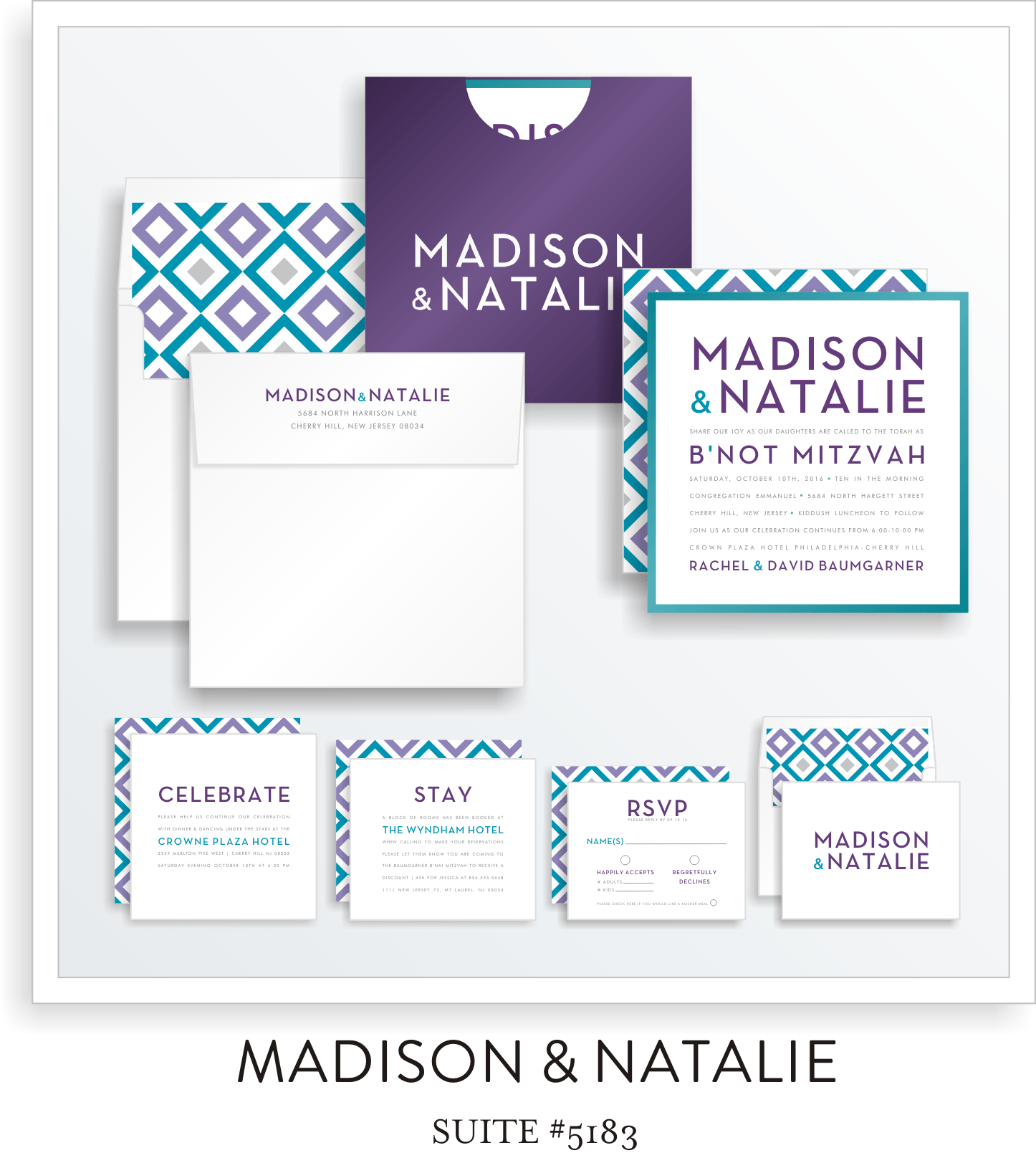 Copy of Copy of B'not Mitzvah Invitation Suite 5183 - Madison & Natalie