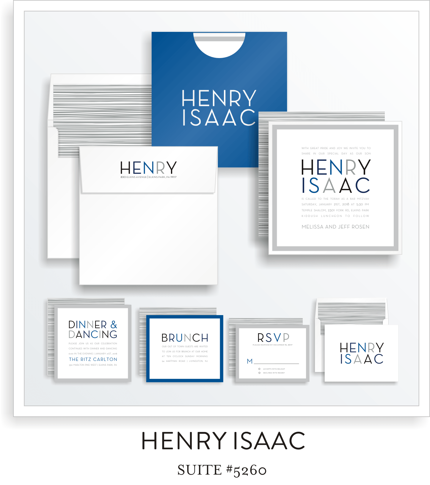 Copy of Copy of <a href=/bar-mitzvah-invitations-5260>Suite Details→</a><strong><a href=/henry-isaac-in-colors>see more colors→</a></strong>