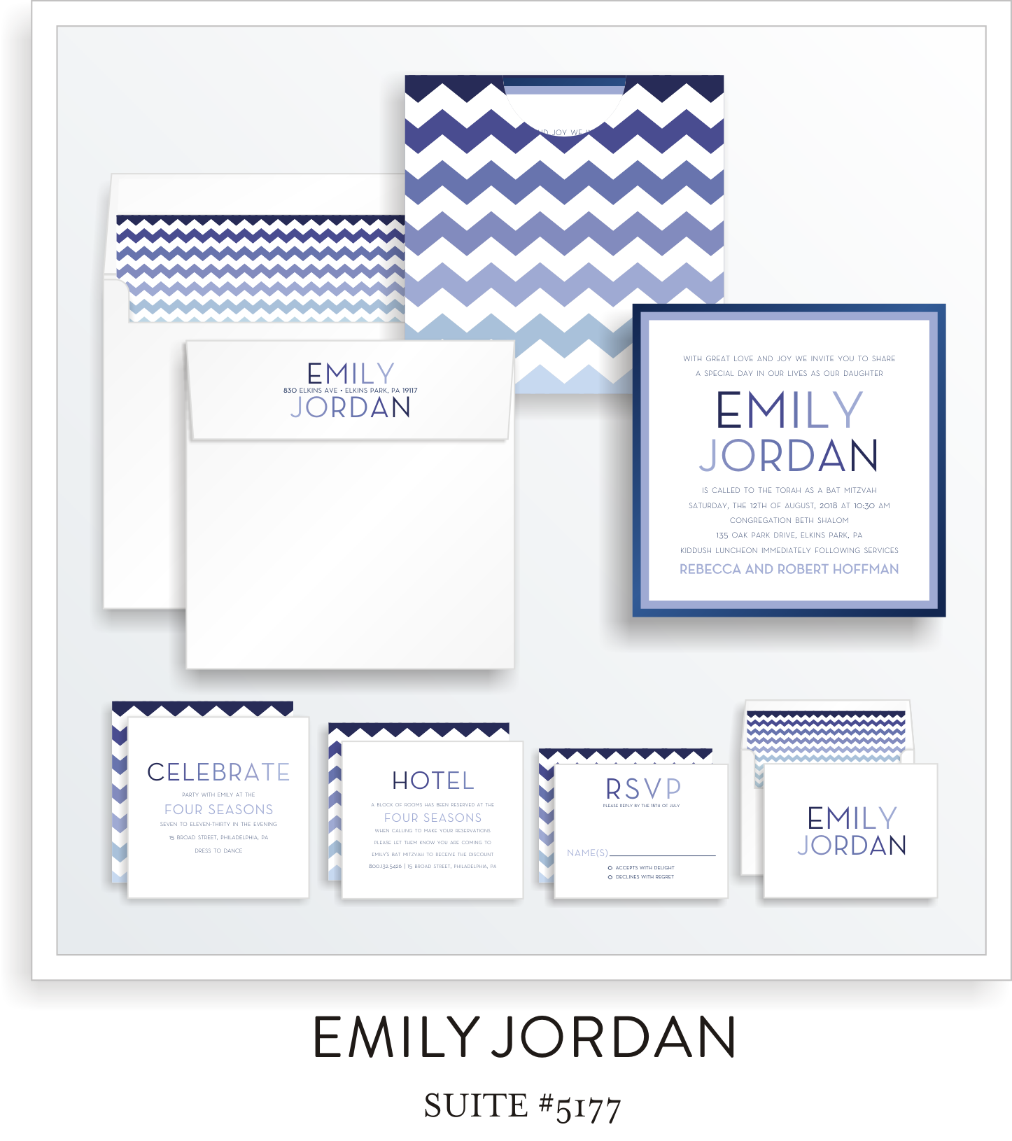 Bat Mitzvah Invitation Suite 5177 - Emily Jordan