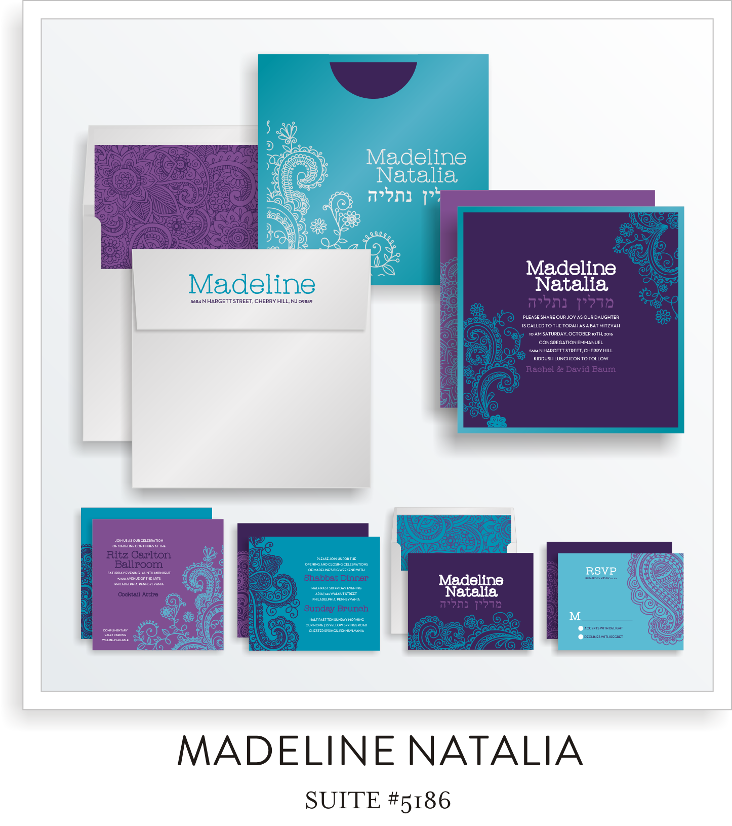Bat Mitzvah Invitation Suite 5186 - Madeline Natalia