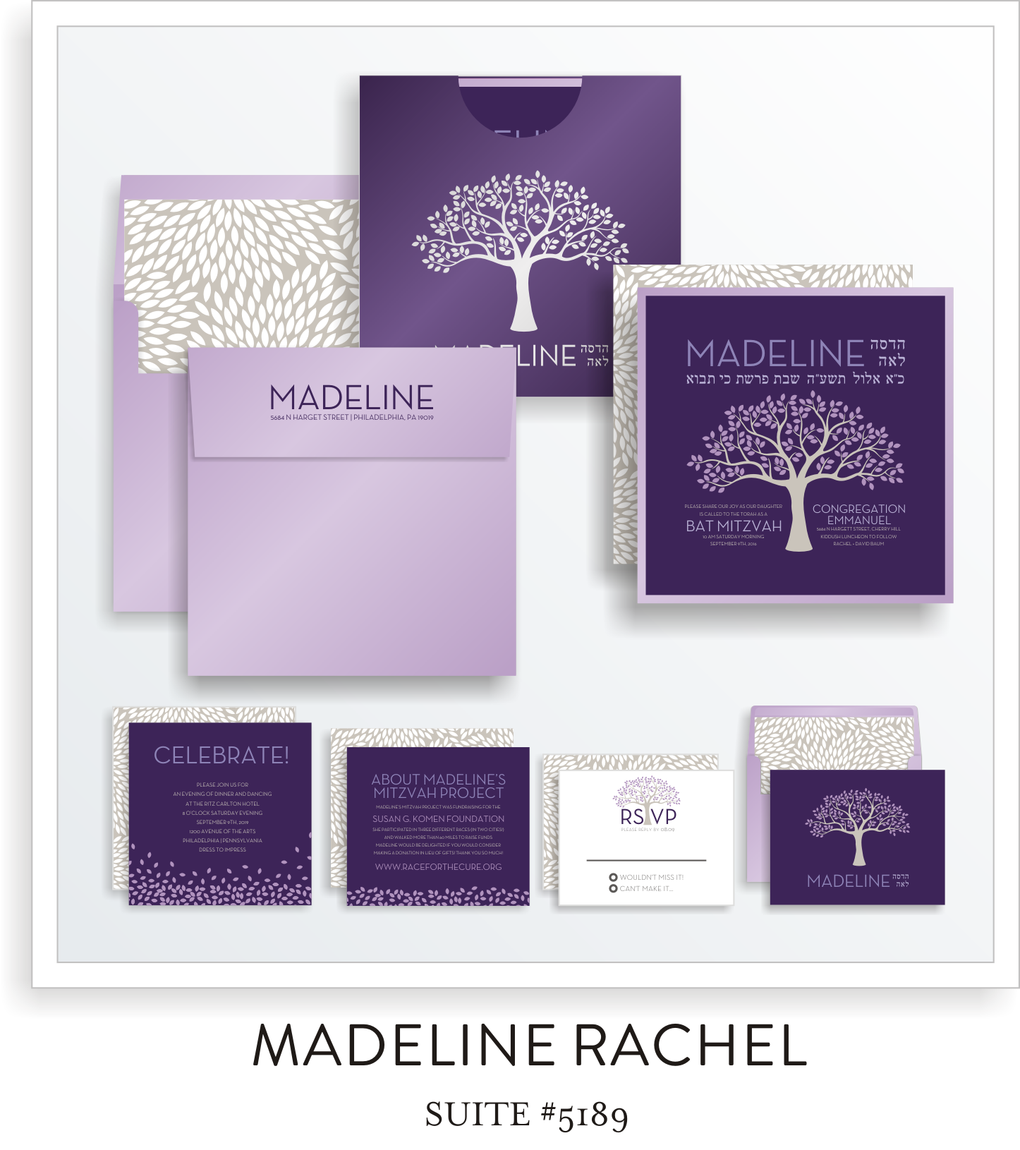 Bat Mitzvah Invitation Suite 5189 - Madeline Rachel