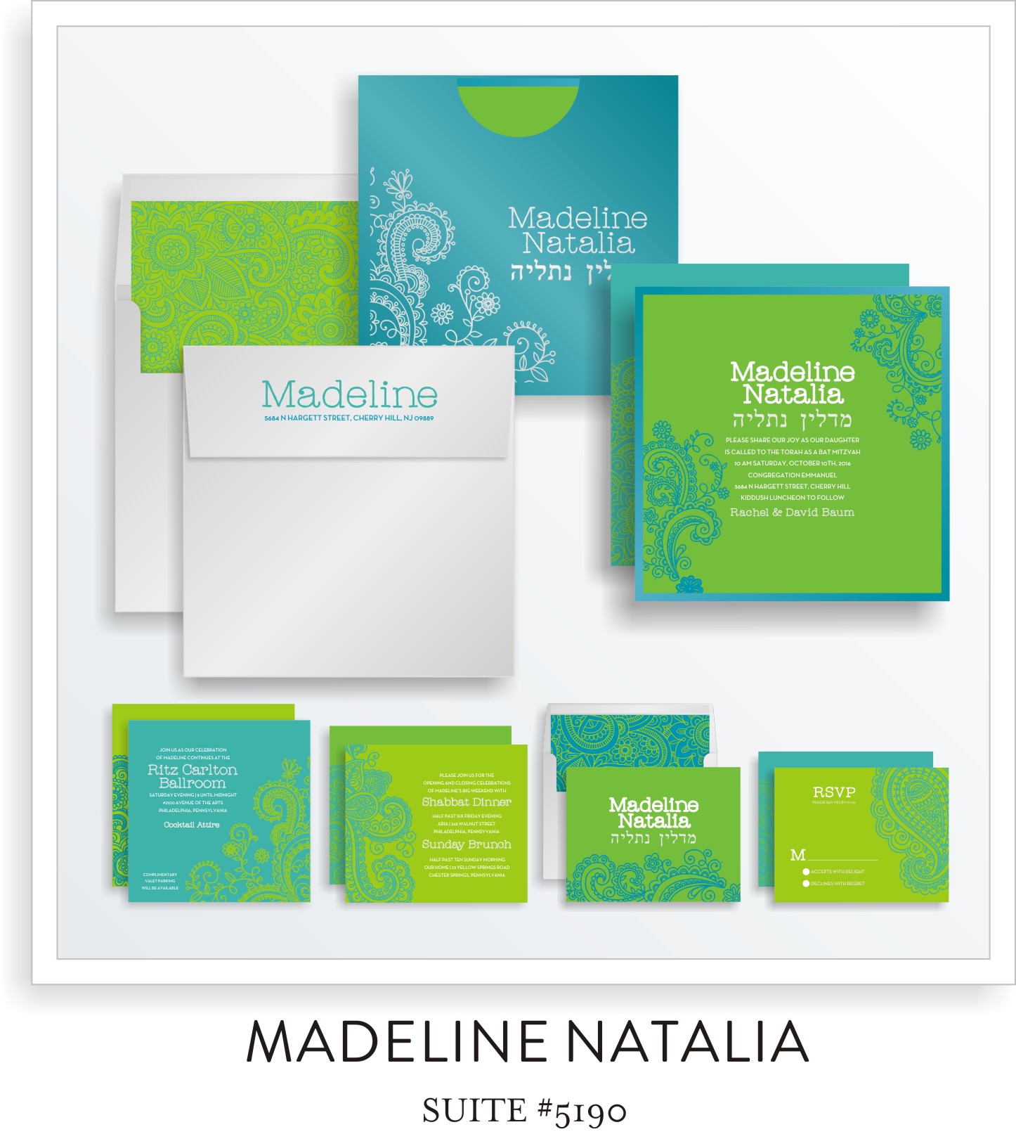 Bat Mitzvah Invitation Suite 5190 - Madeline Natalia