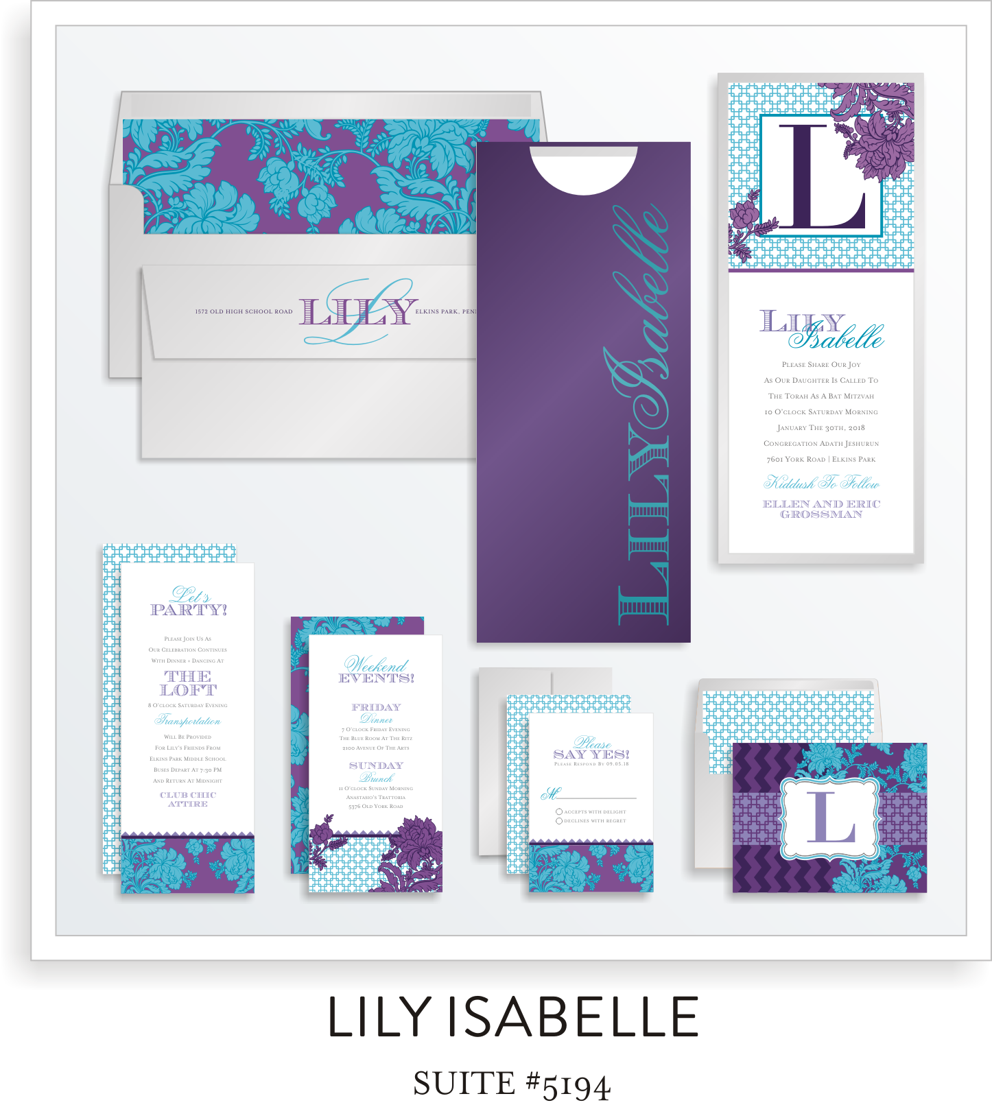 Bat Mitzvah Invitation Suite 5194 - Lily Isabelle