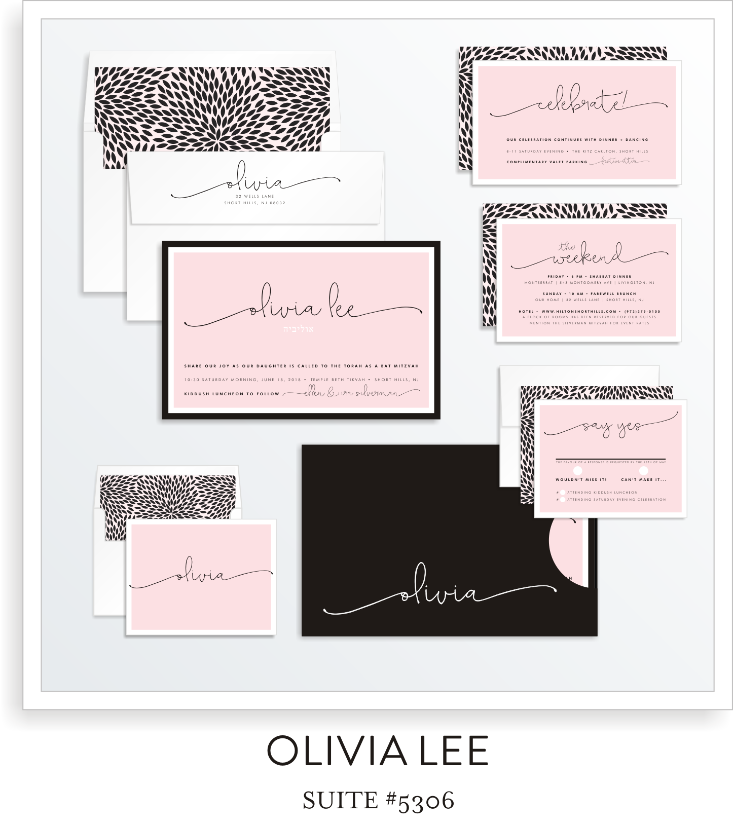 Bat Mitzvah Invitation Suite 5306 - Olivia Lee