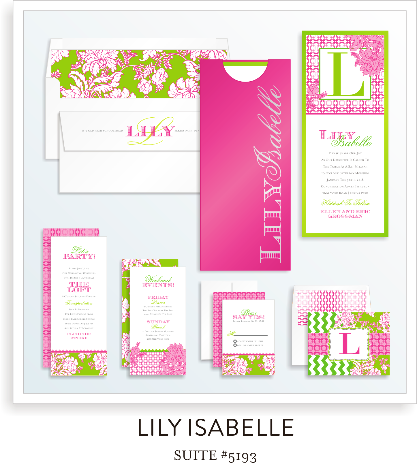 Bat Mitzvah Invitation Suite 5193 - Lily Isabelle