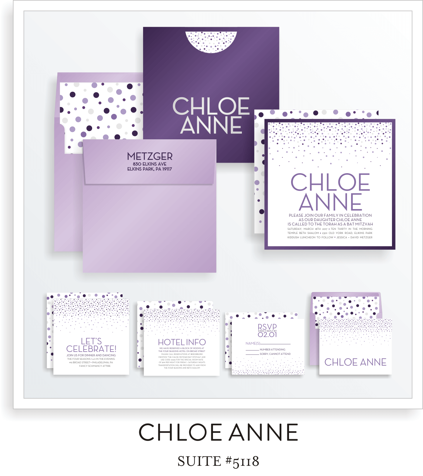 Bat Mitzvah Invitation Suite 5118 - Chloe Anne