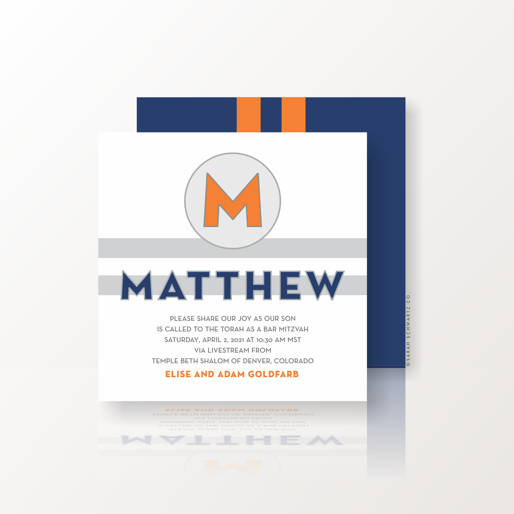 17 BAR MITZVAH SUITE 257 INVITATION IN ORANGE + NAVY.png