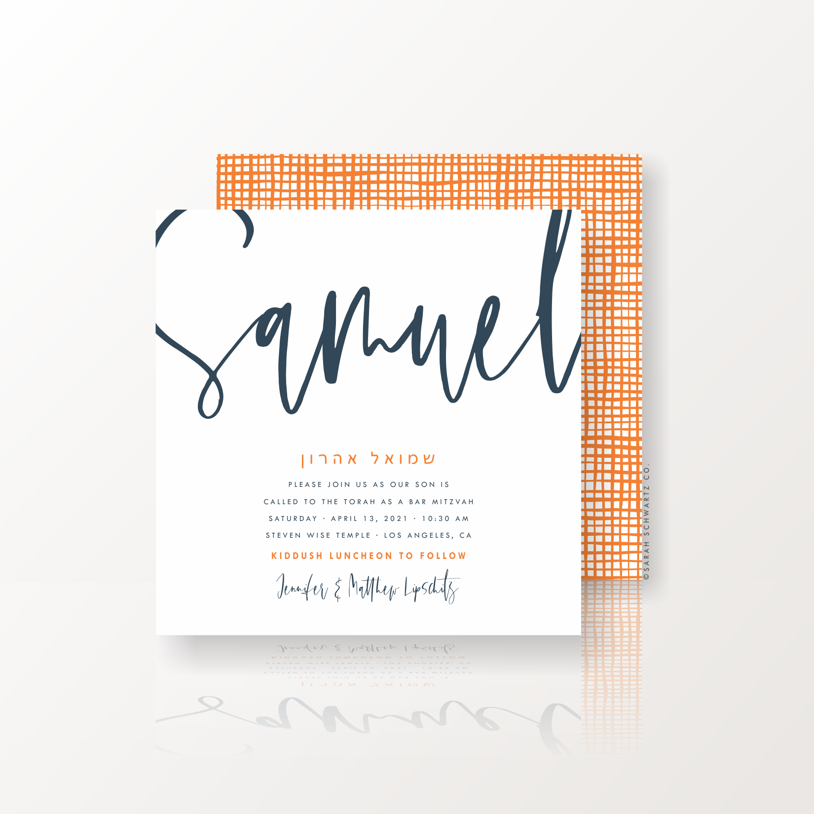 13 BAR MITZVAH SUITE 417 INVITATION IN ORANGE + IMPERIAL.png