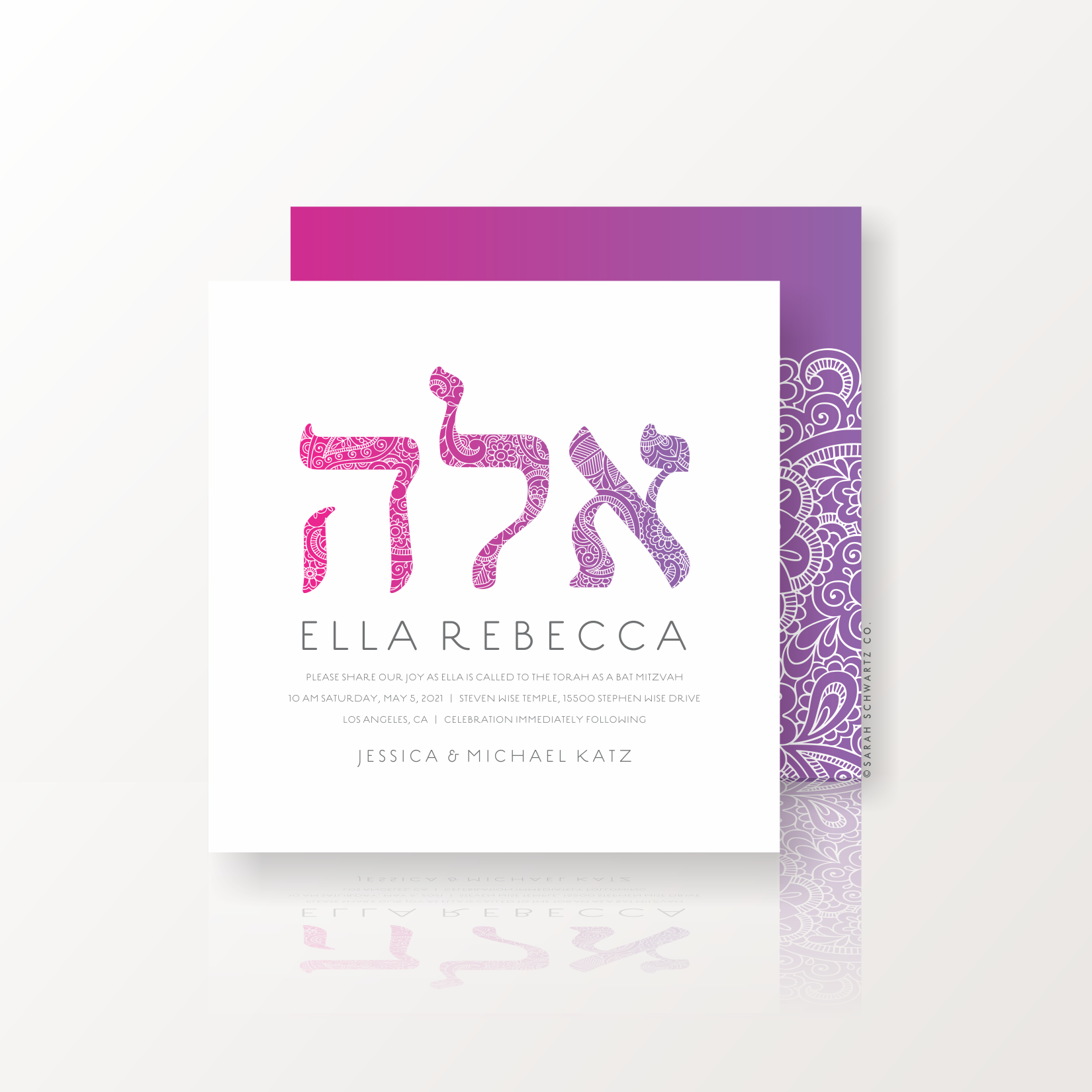 01 BAT MITZVAH SUITE 355 INVITATION IN FUCHSIA + VIOLET.png
