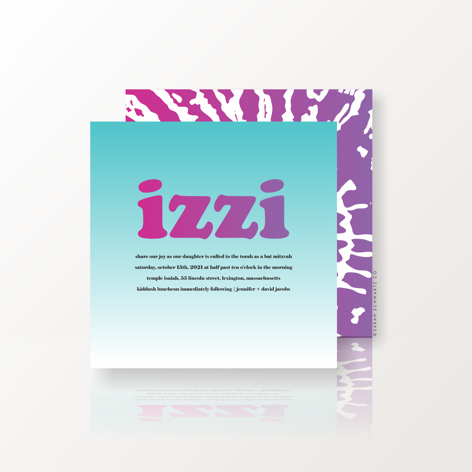 09 BAT MITZVAH SUITE 377 INVITATION IN PINKPURPLE ON SKY.png