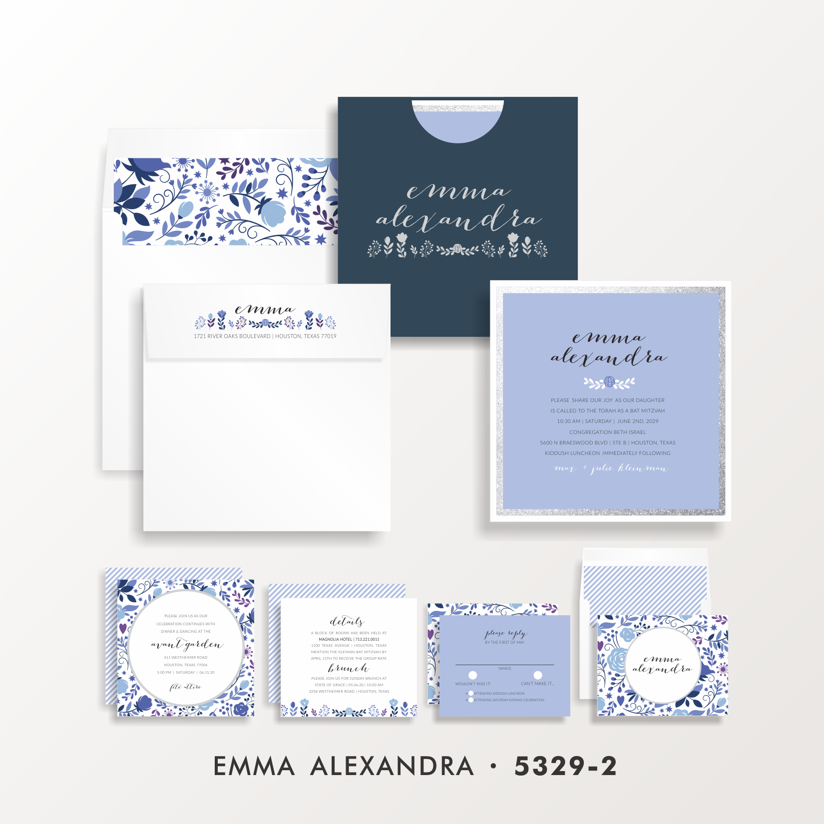 SARAH SCHWARTZ BAT MITZVAH INVITATION SUITE 5329-2