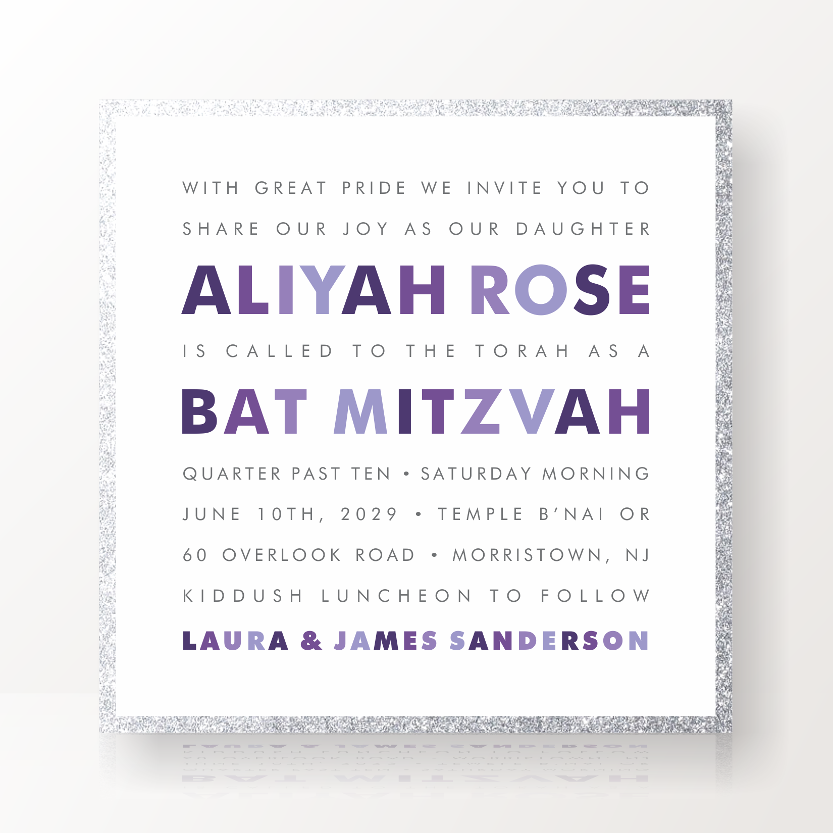 SARAH SCHWARTZ BAT MITZVAH INVITATION SUITE 5137