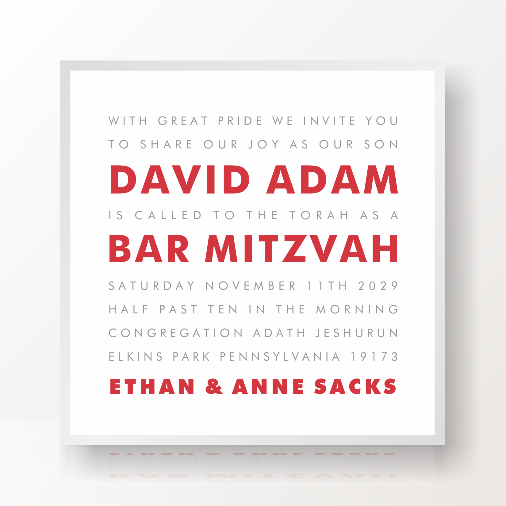 SARAH SCHWARTZ BAR MITZVAH INVITATION SUITE 5203