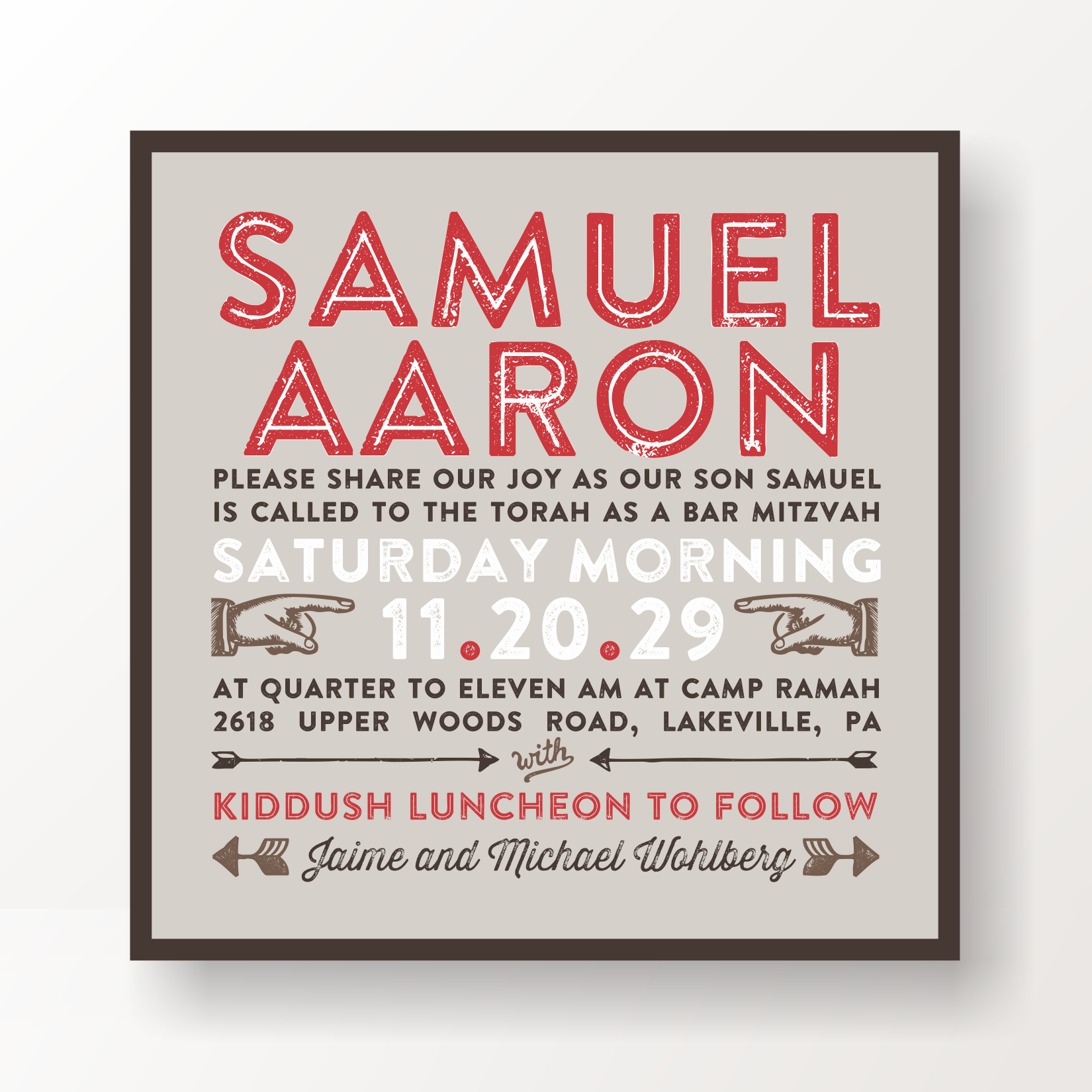 SARAH SCHWARTZ BAR MITZVAH INVITATION SUITE 5284