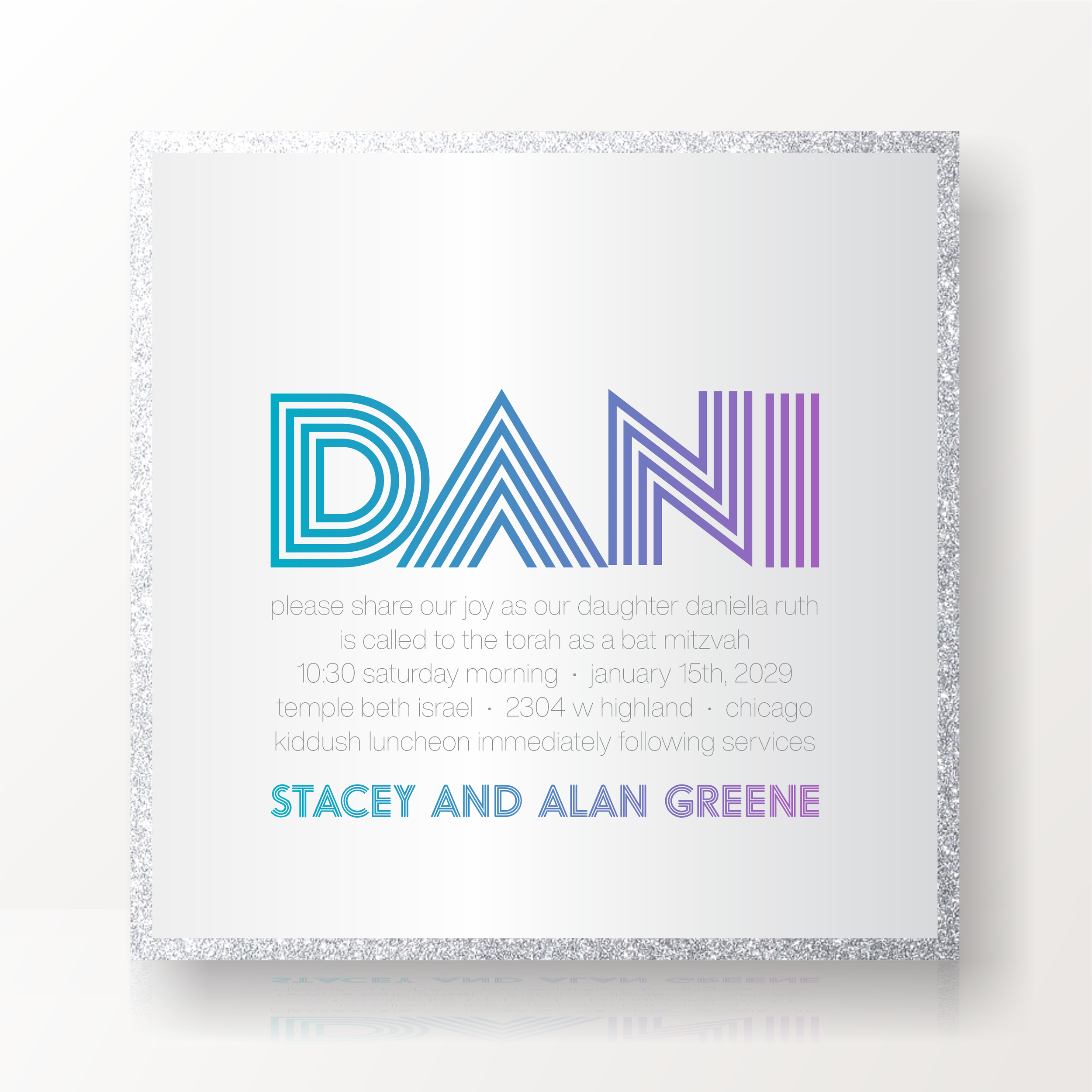 SARAH SCHWARTZ BAT MITZVAH INVITATION SUITE 5386