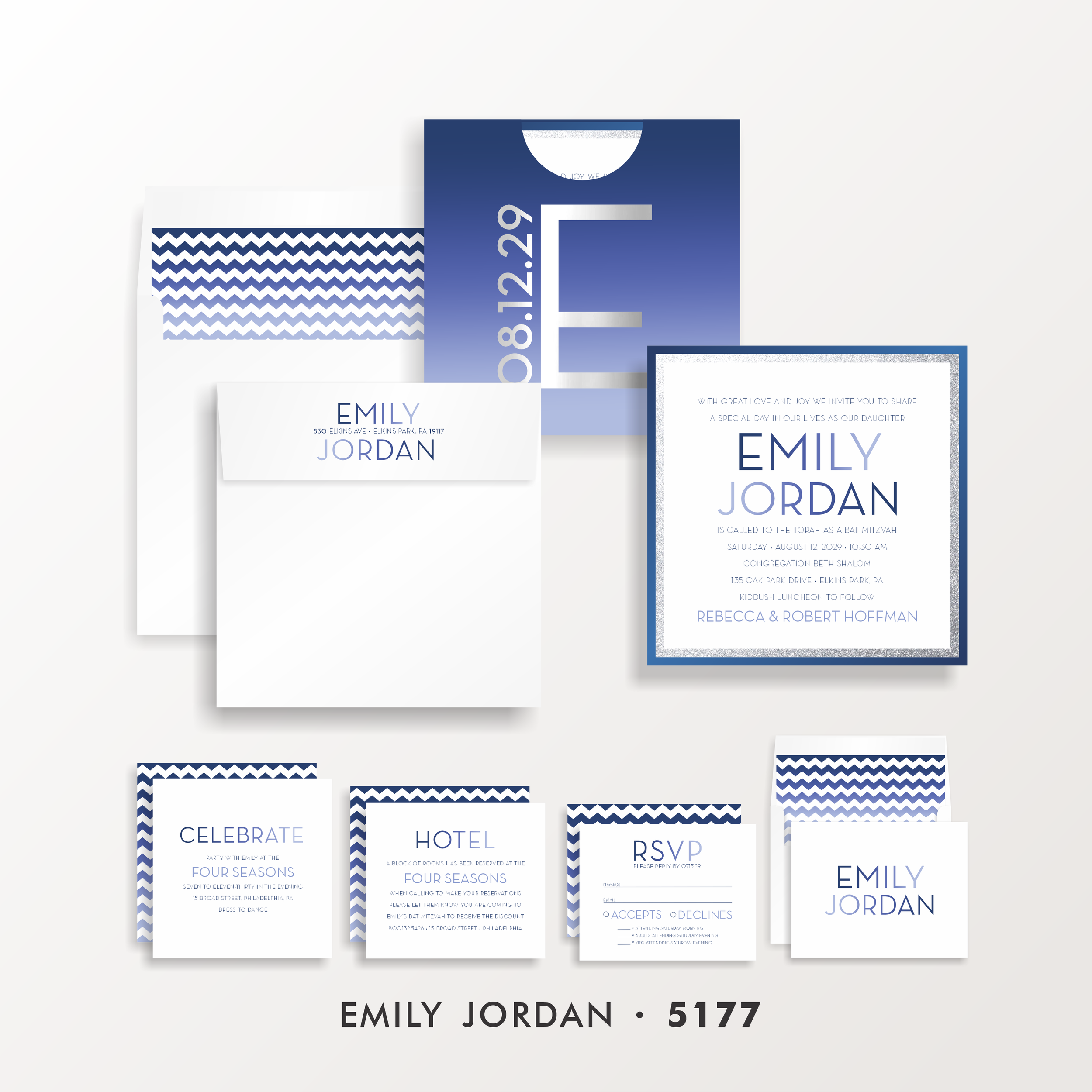 SARAH SCHWARTZ BAT MITZVAH INVITATION SUITE 5177