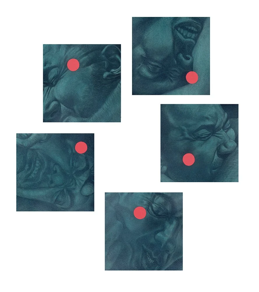 “Hard Zen I, II, III, IV,  V” - charcoal & acrylic