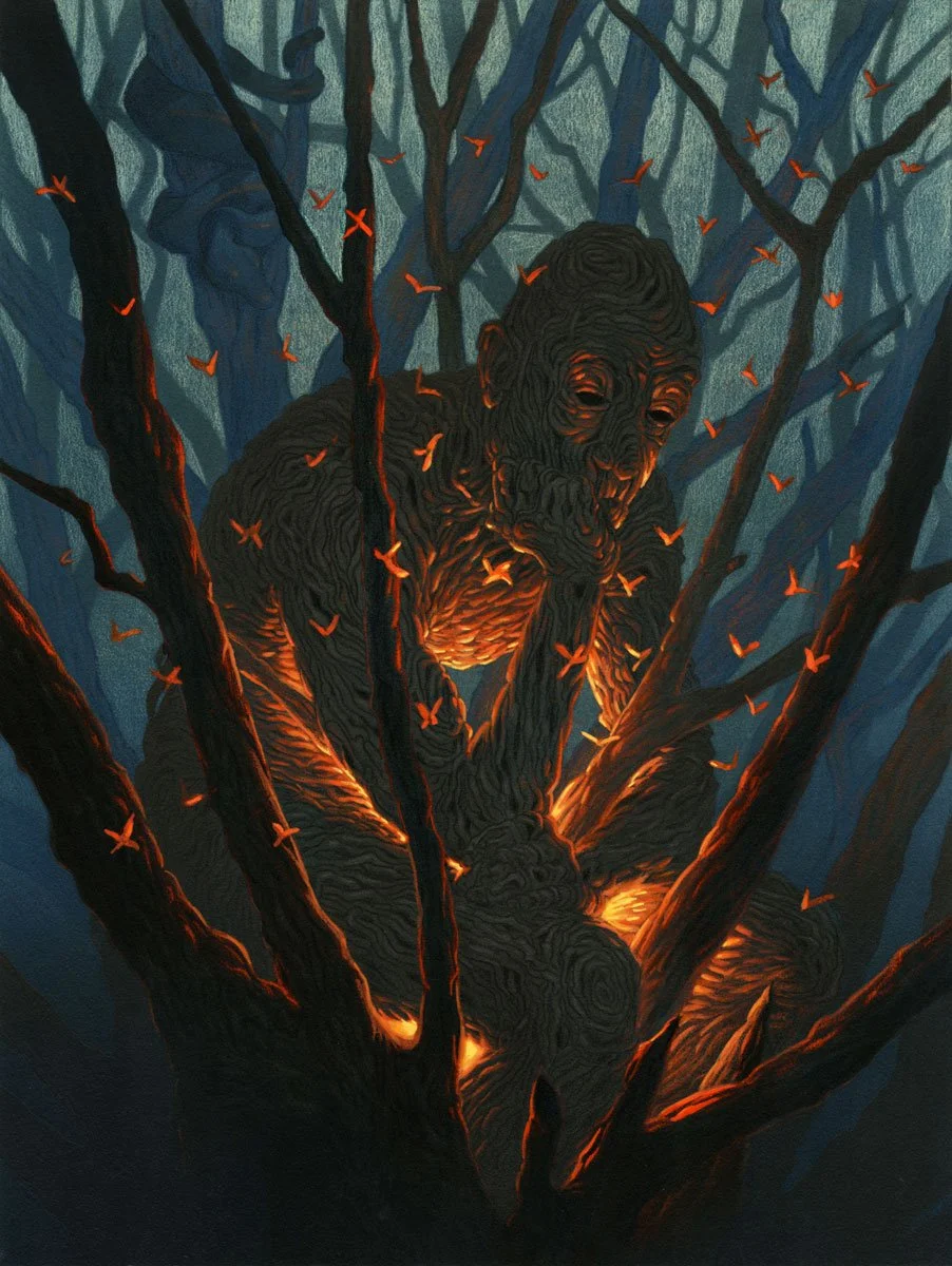 "Hylic Man" - acrylic, Prismacolor