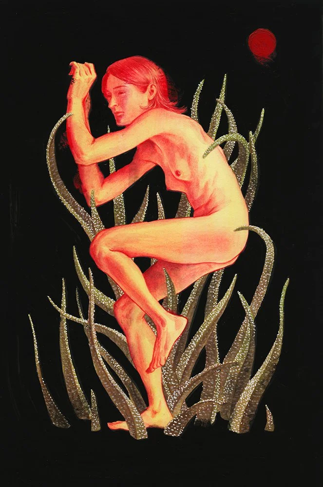 “Midnight Bouquet” – graphite, watercolor pencil, gouache, acrylic & acetate