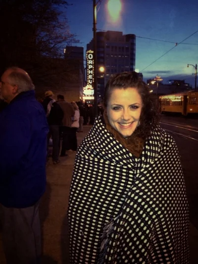 Cold,nervous, and excited waiting in line outside the Orpheum Theater in Memphis, TN. 
