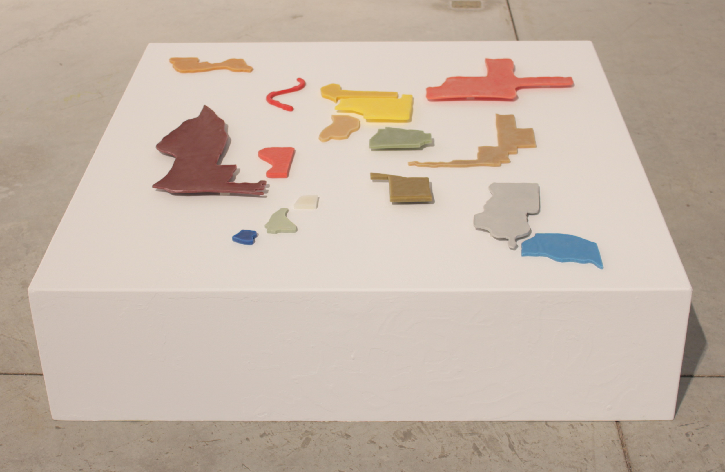 installation view, "Lines of Desire" cast beeswax and pigment