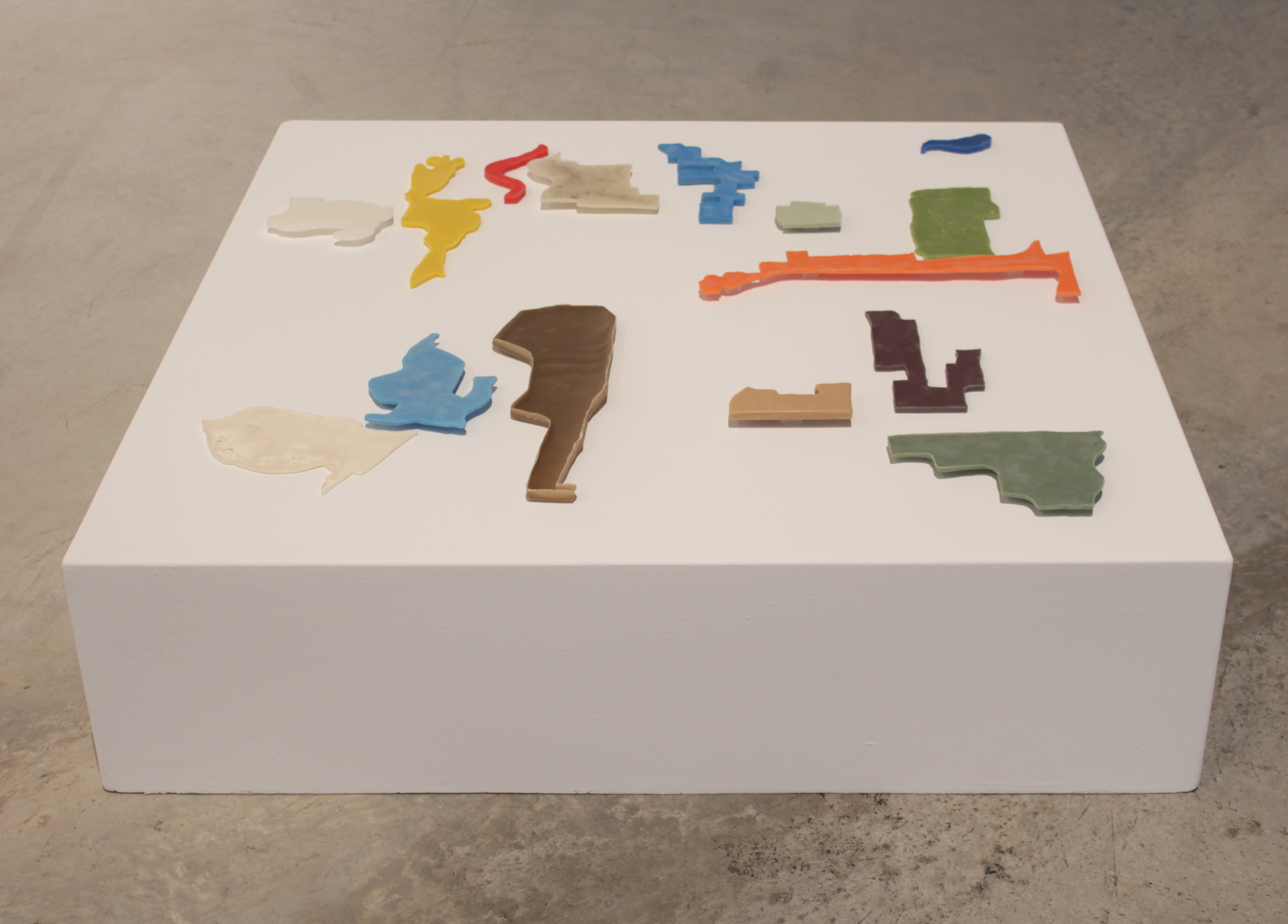 installation view, "Lines of Desire" ii cast beeswax and pigment
