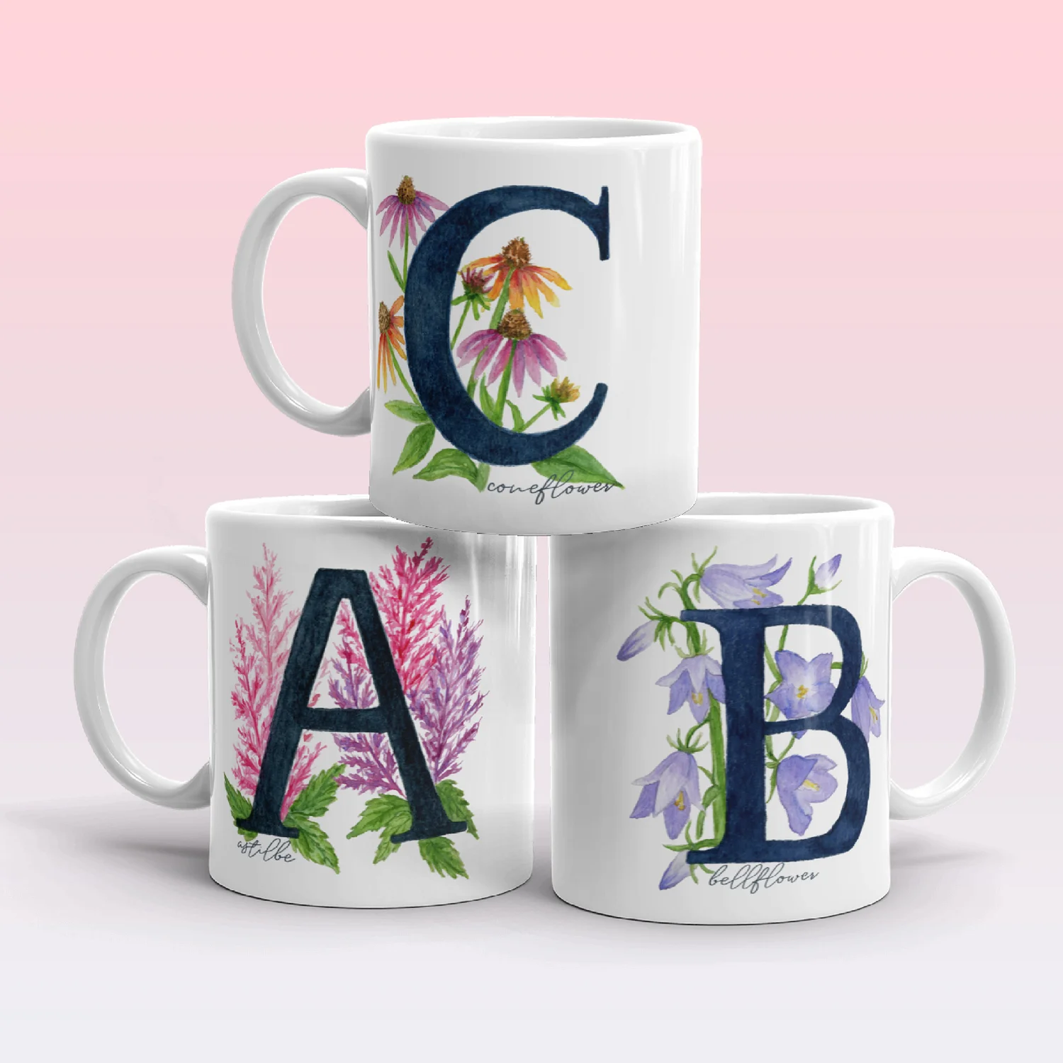 Floral Alphabet Letter Mugs A-Z  Laurajane Kirton