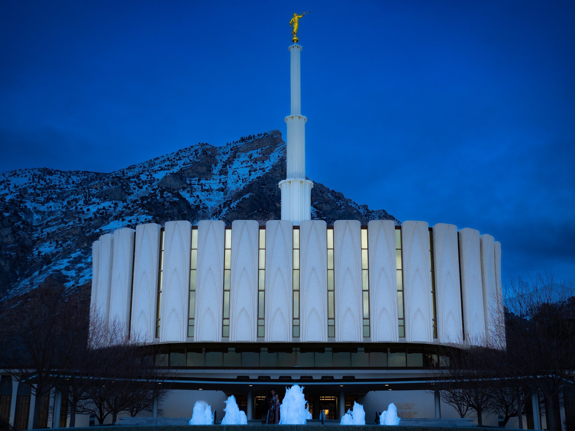 Provo Temple at blue hour. February 17, 2024