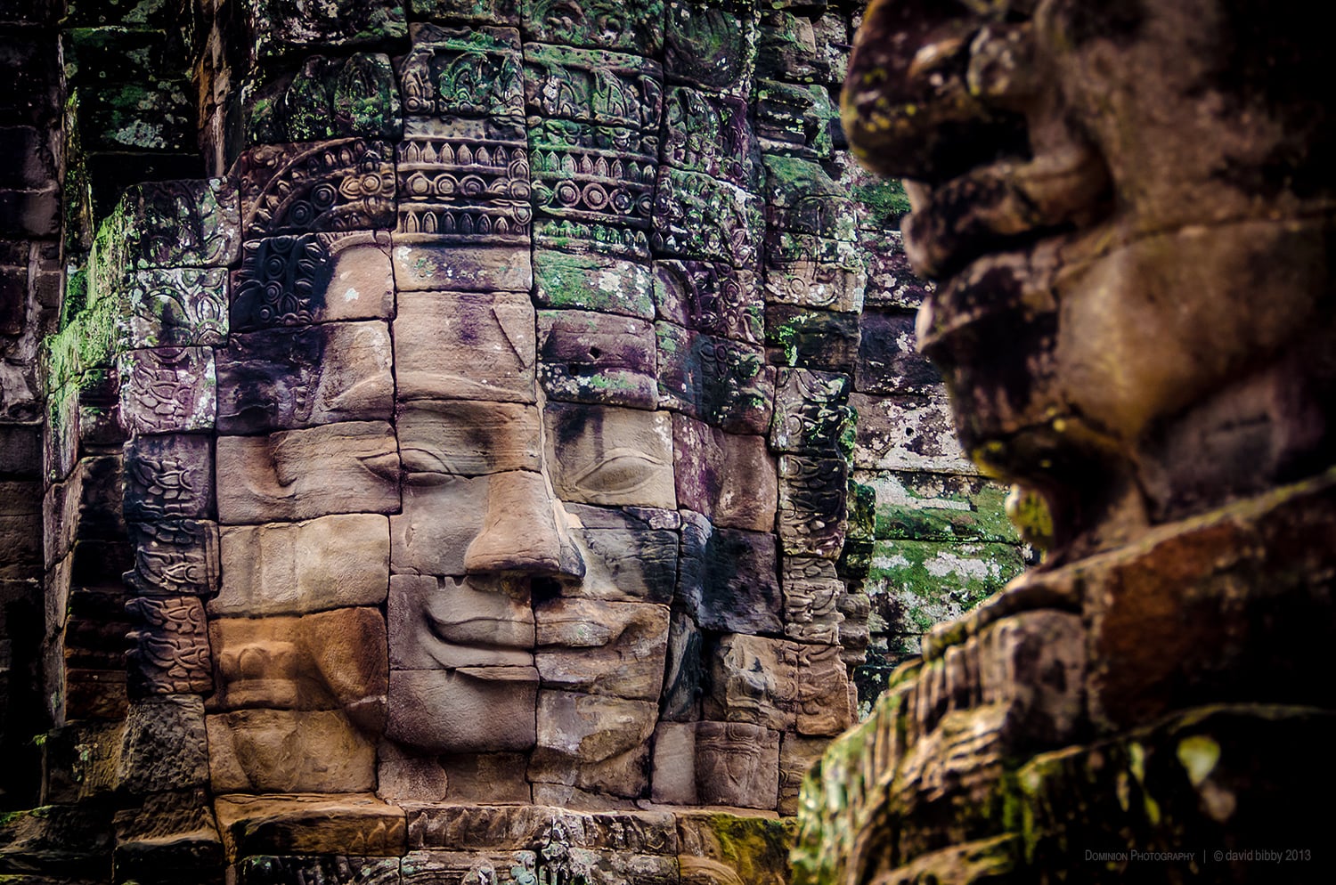   The Bayon  - 12th-13th century temple, Angkor Thom. The most striking aspect of the Bayon temple are the huge faces that adorn every side of the towers. Spectacular and awe inspiring. Angkor, Siem Reap Province, Cambodia. 