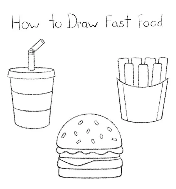 How to Draw a Fast Food Click for PDF printable