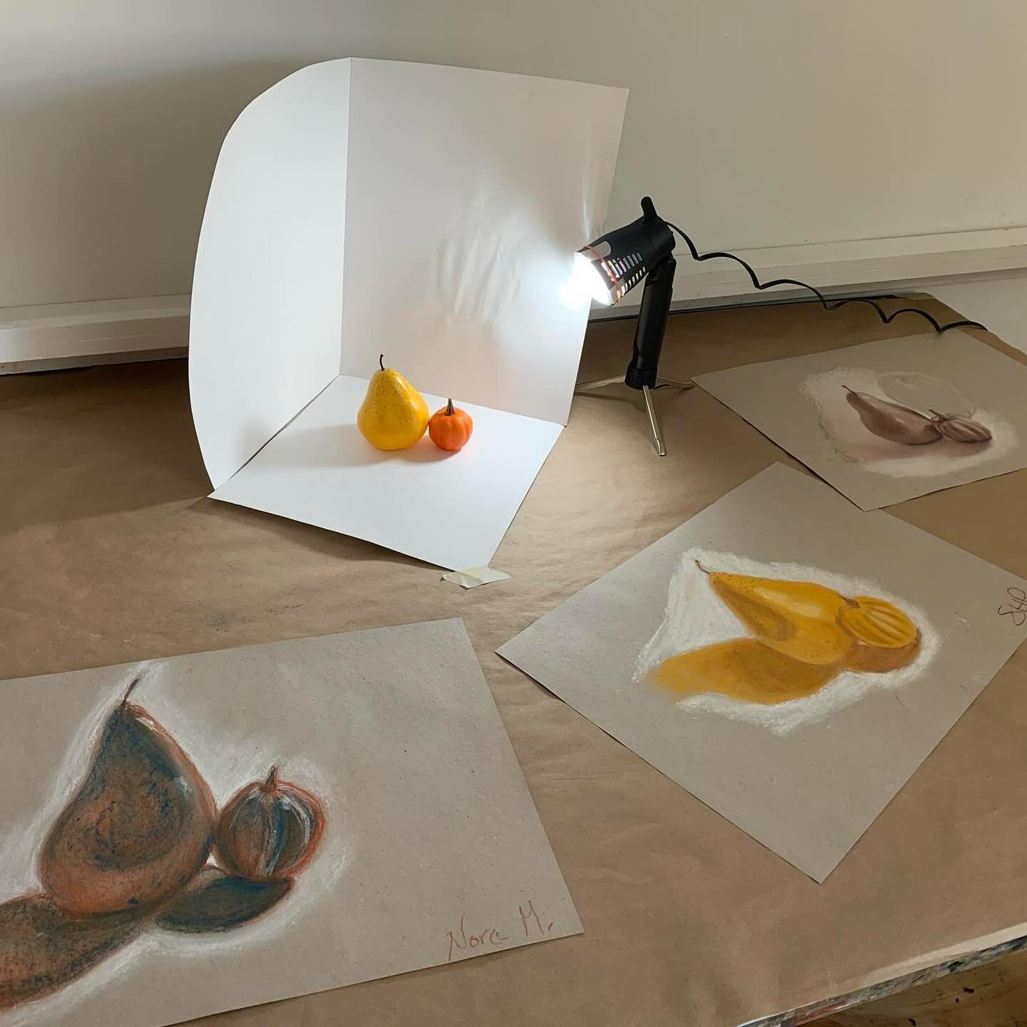 #Didyouknow that we offer adult art workshops on weekday afternoons? Thursday is #drawing day and today we had a blast learning to use #conte for a #stilllifedrawing of citrus fruits. Learning to draw is all about practice and maintaining a healthy s