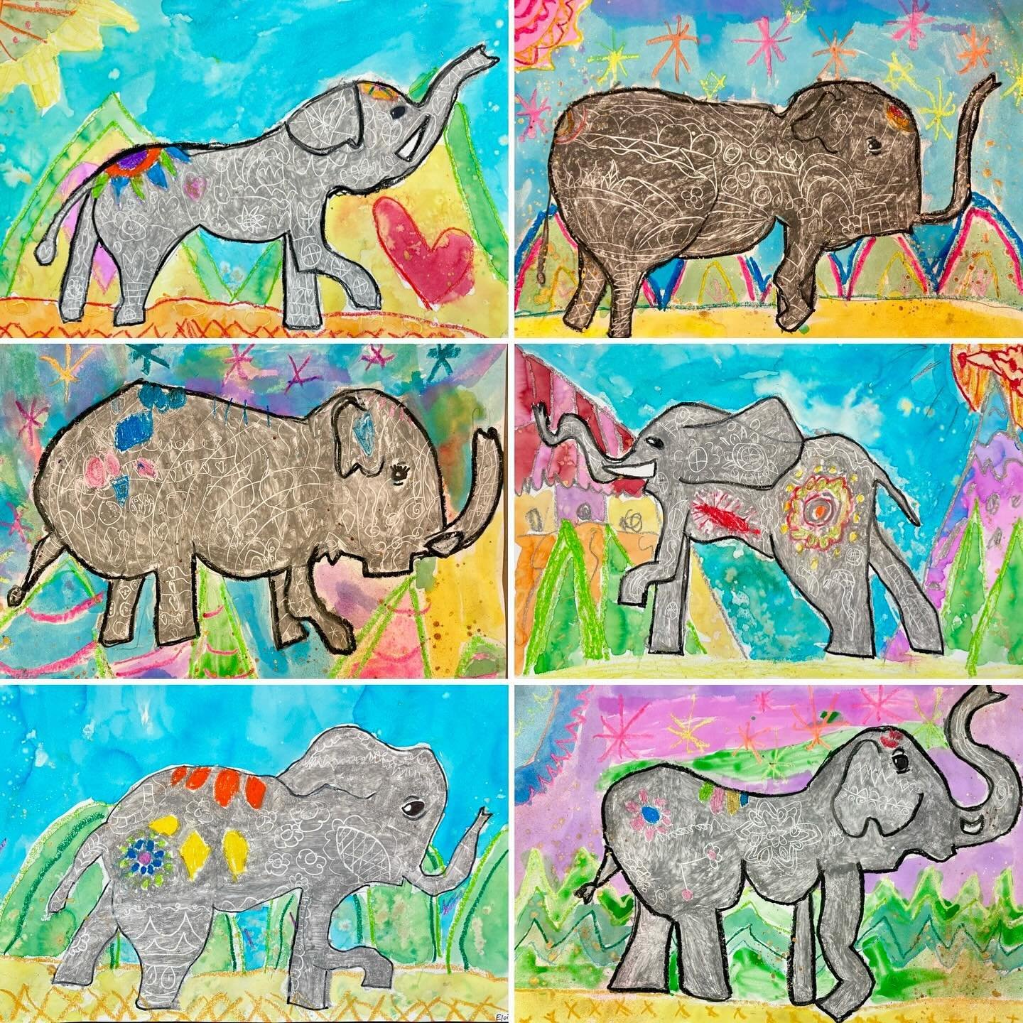 This week, our Saturday #Drawingclass and Wednesday #ArtExplorations class were inspired by the colours and patterns of #paintedelephants . In South Asia, elephants have a long history of being decorated with paint, garlands, and colourful fabrics. T