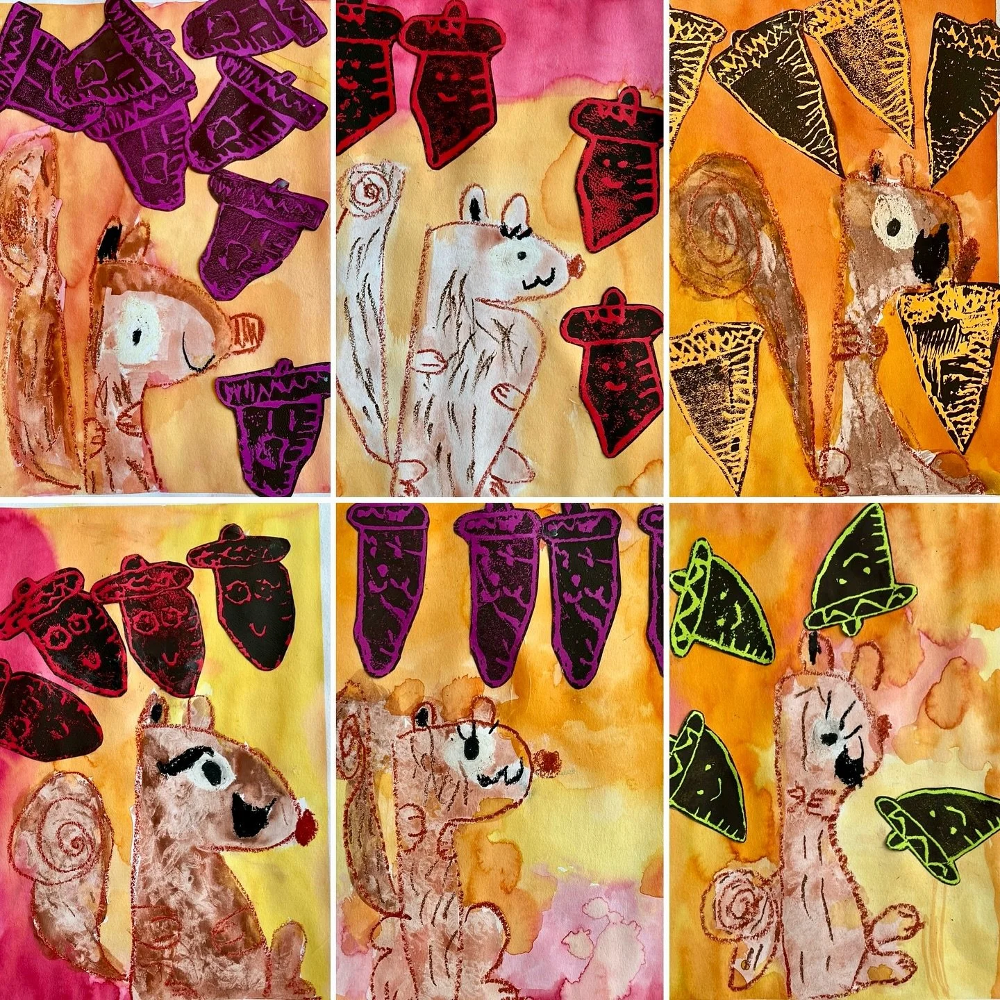 It&rsquo;s that time of year again when all the squirrels in the city are frantically storing nuts for the winter. Last week, our kindergarten #StartWithArt classes used #styrofoamprintmaking and watercolour to create these fantastic squirrel paintin