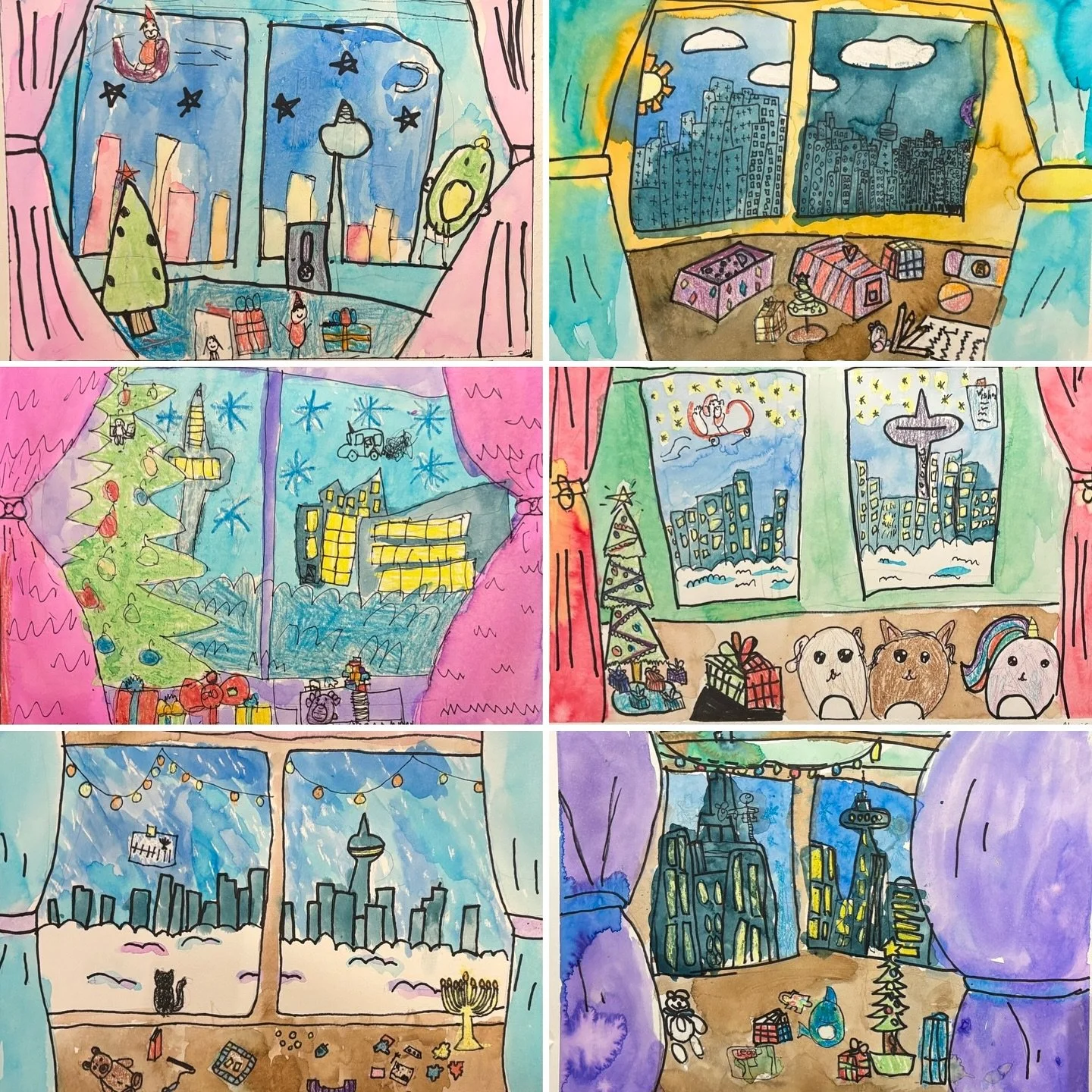 It&rsquo;s holiday season and our young artists are all excited for December festivities. Today, our #Drawingclass put the finishing touches on their #holidaywindow watercolour paintings. For this project, we imagined a bedroom window looking out at 