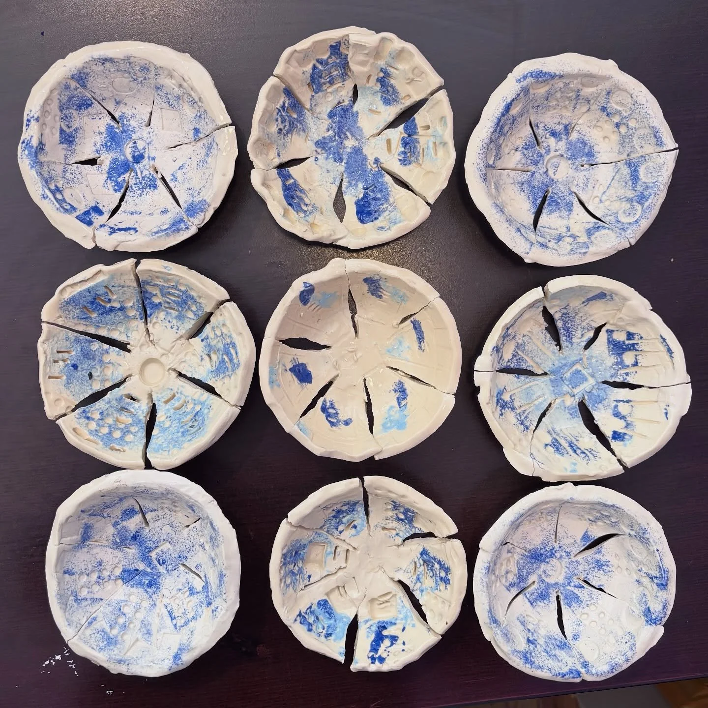 These beautiful clay snowflake bowls were made by the #kindergartenartists at #cedarvalecommunityschool during a ceramics workshop. Just like real snowflakes, each and every bowl is unique! Working with clay builds creativity, confidence, and fine mo