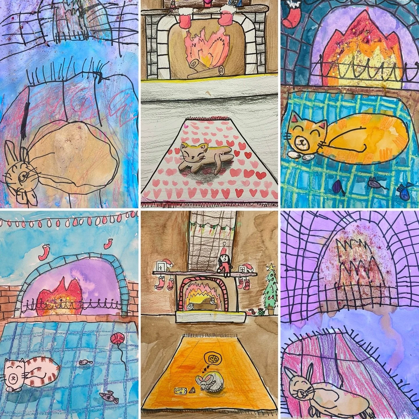 There&rsquo;s nothing like curling up in front of the fireplace on a cold winter day. Today, we kicked off our #WinterBreakcamp programming by painting cozy animals sleeping infront of a fire. These watercolour, crayon, and sharpie paintings were mad