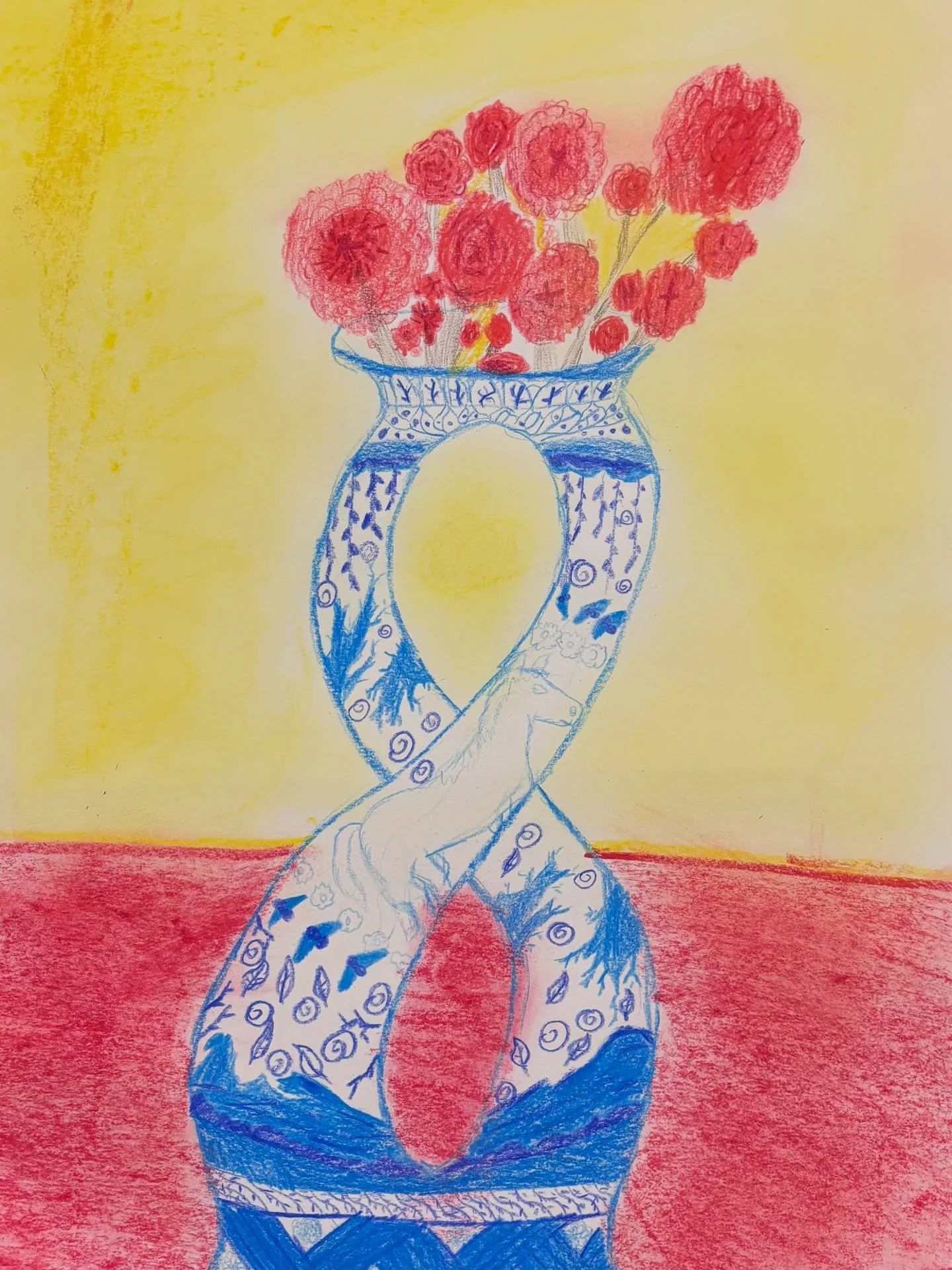 Today, our #ArtFundamentals class put the finishing touches on their #YearoftheHorse vase drawings. For this project, we learned about traditional #Mingdynasty porcelain patterns and created our own blue and white vase designs featuring a horse. We t