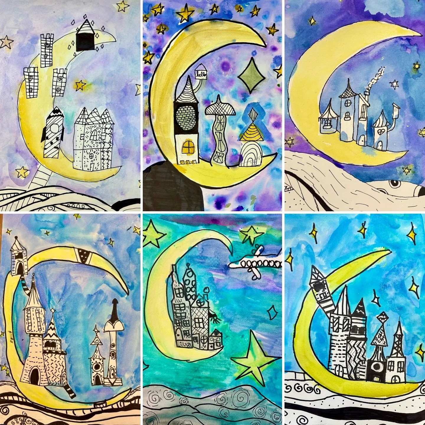 This week was the final week for winter term art classes both in-studio and off-site. These magical &ldquo;life on the moon&rdquo; drawings were made by our off-site art programs at #JohnFisherPS and #JohnWanlessPS . For this project, we learned abou